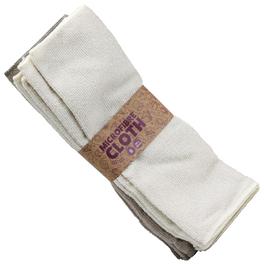 Day Juego de 8 Paños de Microfibra 30x30 cm, 100% Poliéster, 4 Taupé y 4 Beige