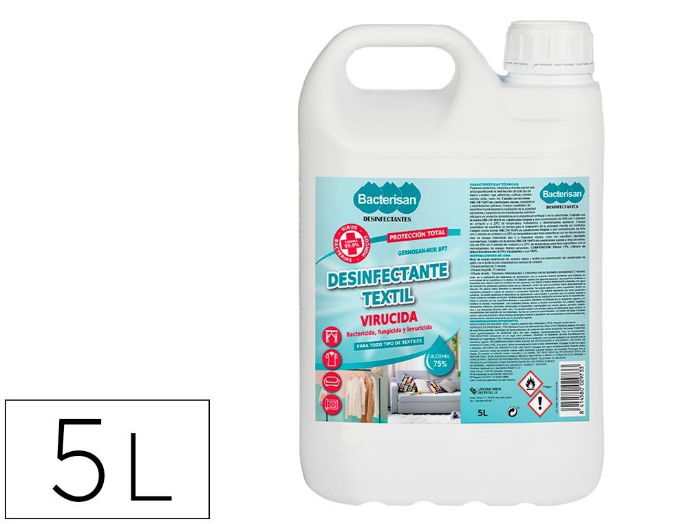 Bacterisan BP7 Desinfectante Virucida y Bactericida Textil Germosan-Nor de Rápida Evaporación, Garrafa 5 Litros