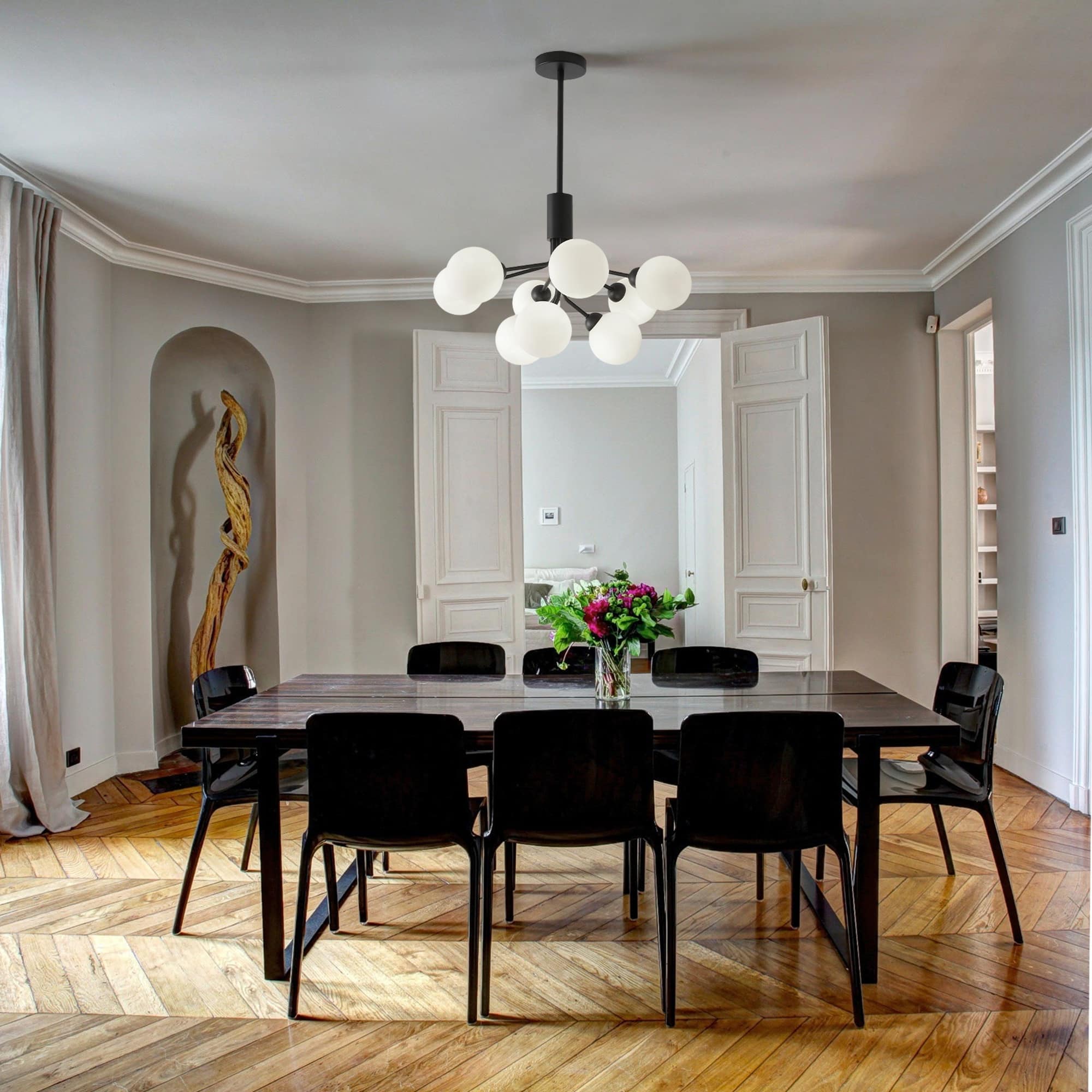 Sulion Musa Lámpara de techo de 9 bolas de vidrio con portalámparas negro MUSA 200947