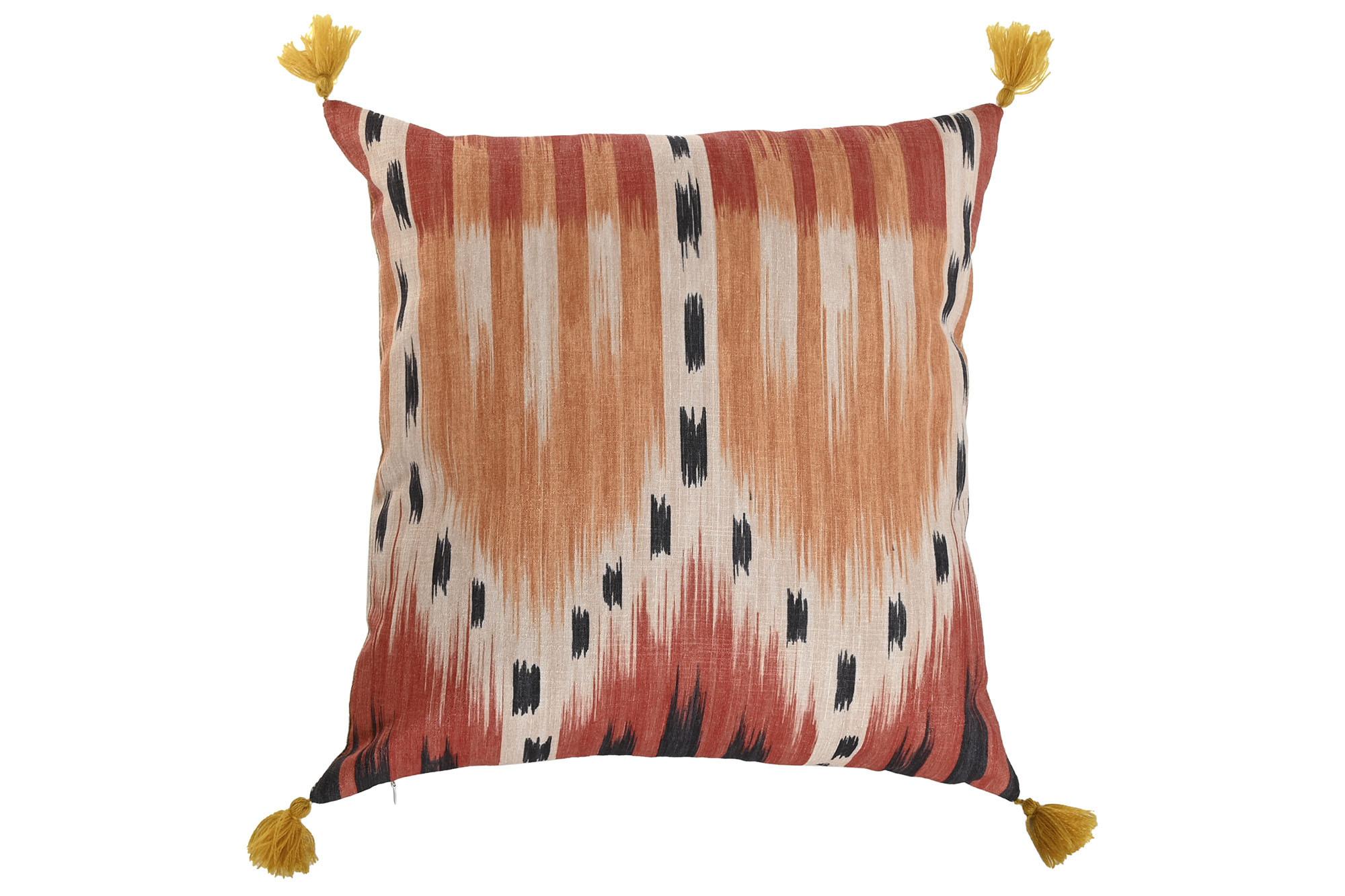 DKD Home Decor Terracotta 1c24 Cojín Boho Multicolor 45x45 cm de Poliéster con Borlas y Cremallera (Pack de 2)