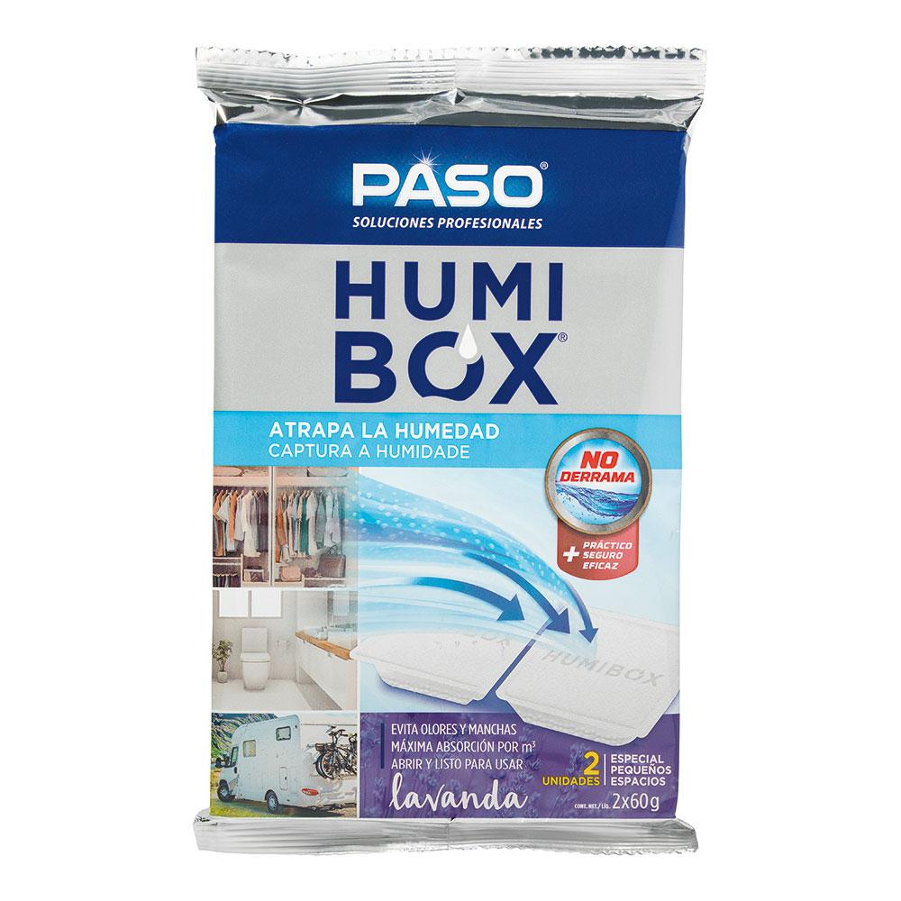 Paso 704002 Humibox Lavanda - Dispositivo Antihumedad de un solo uso Absotech3, triple absorción, elimina malos olores, 2 x 60 g