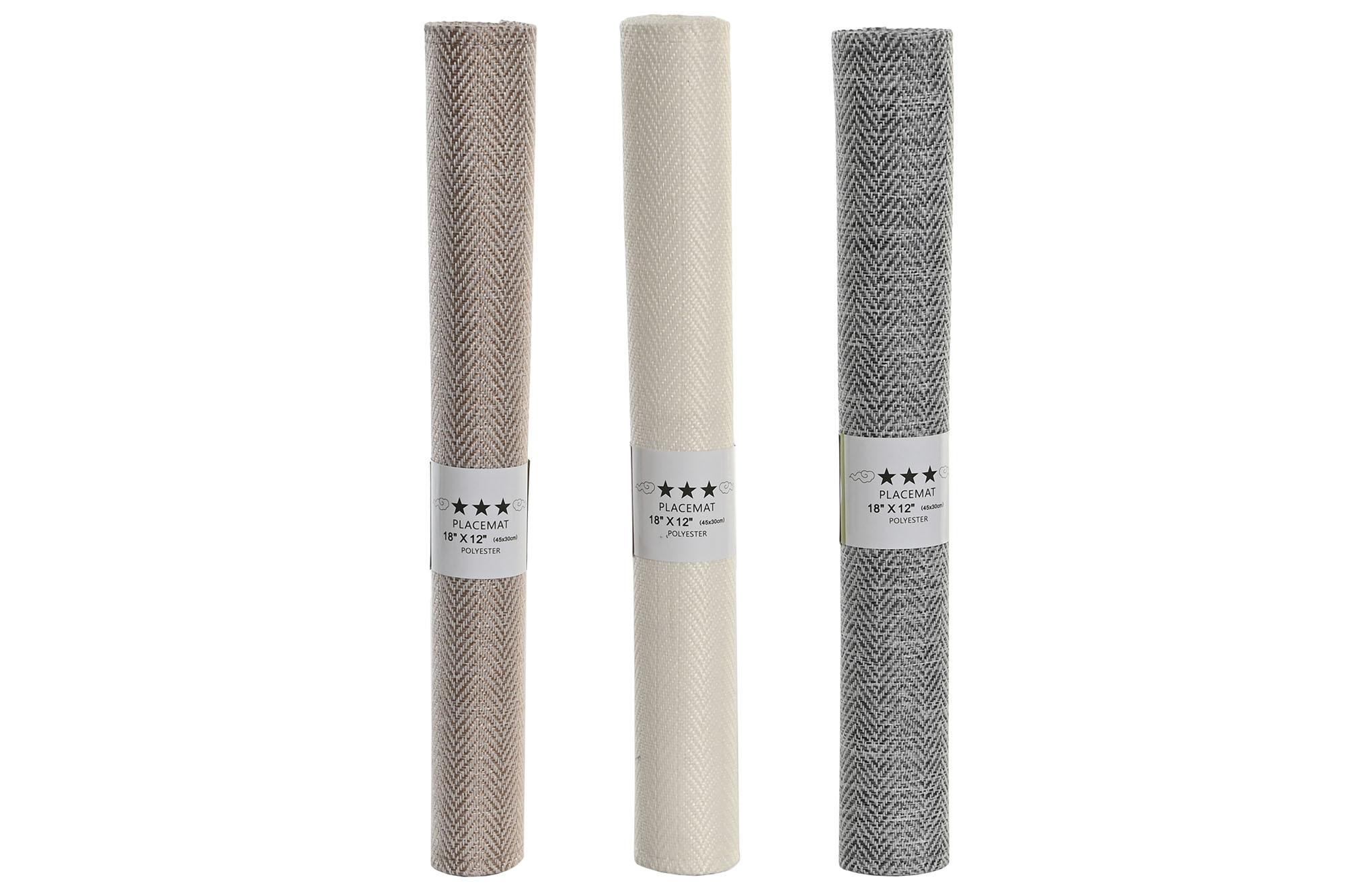 DKD Home Decor Individuales Básicos de Poliéster 30x45 cm Colores Surtidos (Camel, Beige, Gris) - Pack 24 Unidades