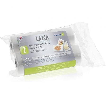 Laica VT3508 Rollos para Envasar al Vacío Pack 2x 20x600cm Universales Sin BPA, prolonga frescura y aptos para congelar y cocinar