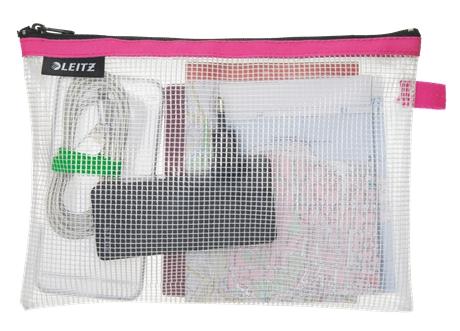 Leitz Bolsa Multiusos Wow Resistente al Agua Fucsia 240x170 mm con Cremallera - Ideal para Organizar Máscaras, Pasaportes, Cables, Cosméticos