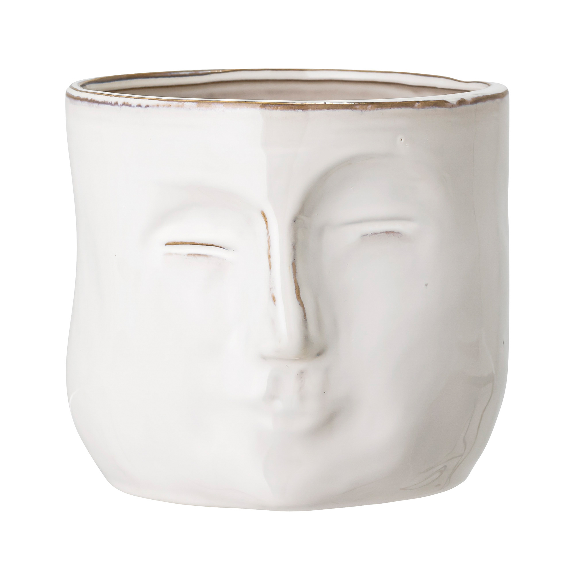 Maceta con cara Bloomingville 16,5x18 cm blanco