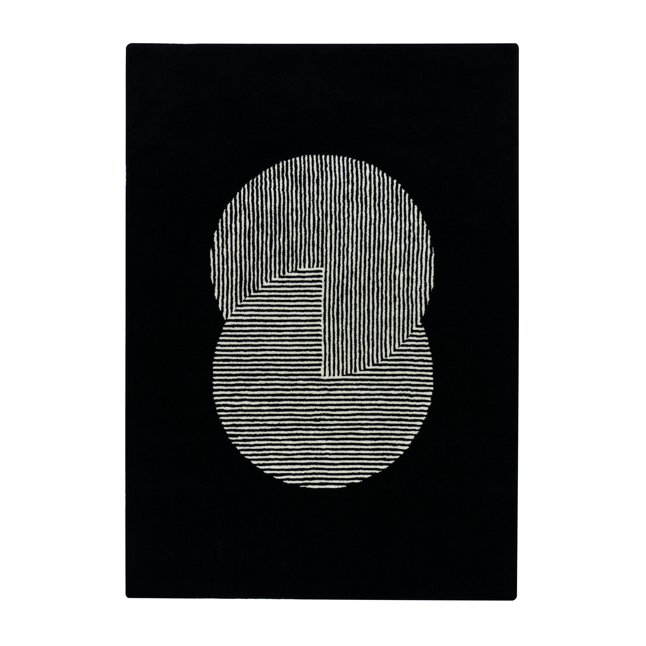 Alfombra de lana Circles negro 170x240 cm