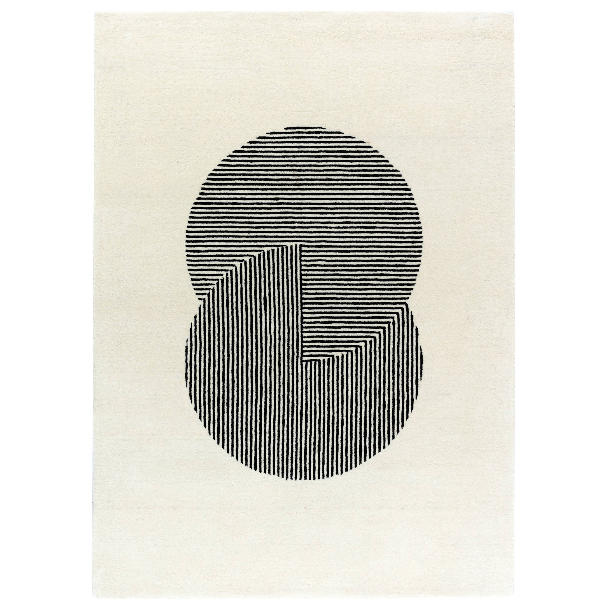 Alfombra de lana Circles blanco natural 200x300 cm