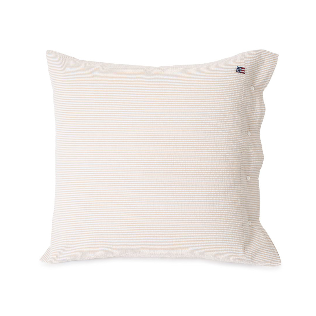 Funda de almohada Striped Cotton Seersucker 65x65 cm Beige-blanco