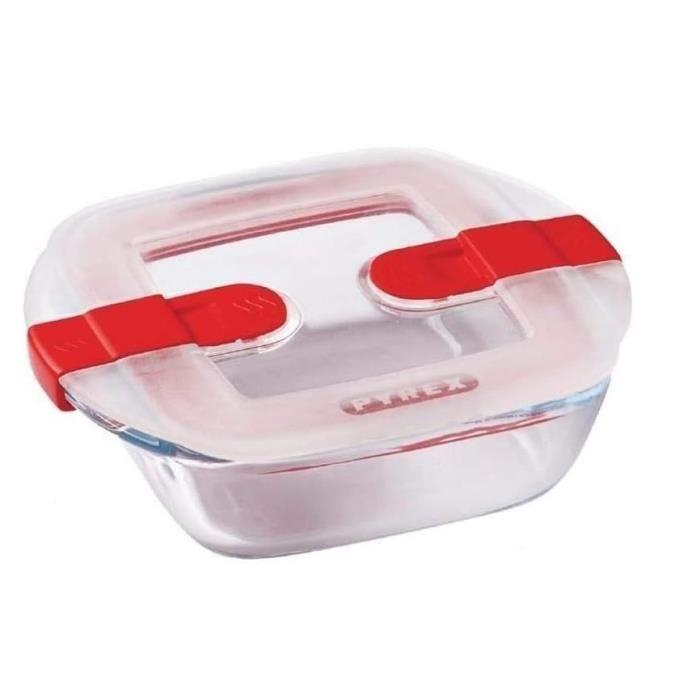 Pyrex Cook&Heat Hermético Cuadrado Vidrio Borosilicato 2.2 L Apto Horno Microondas Congelador Tapa Hermética 27x23x7 cm Fabricado Francia