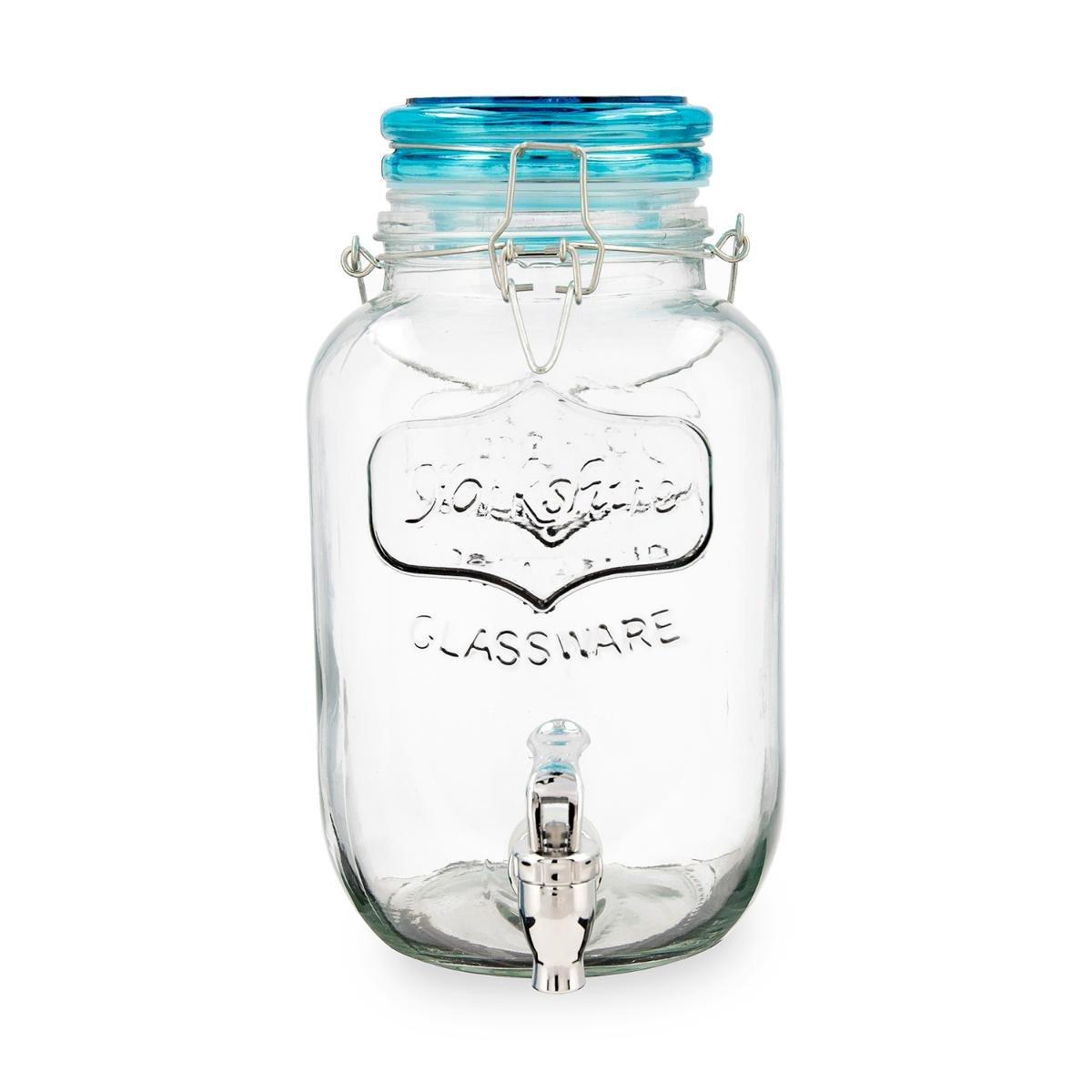 Quid Viba Dispensador de Bebidas de Vidrio 4 L con Tapa, Multicolor, Set 6 Unidades, Apto Frigorífico y Fácil Limpieza