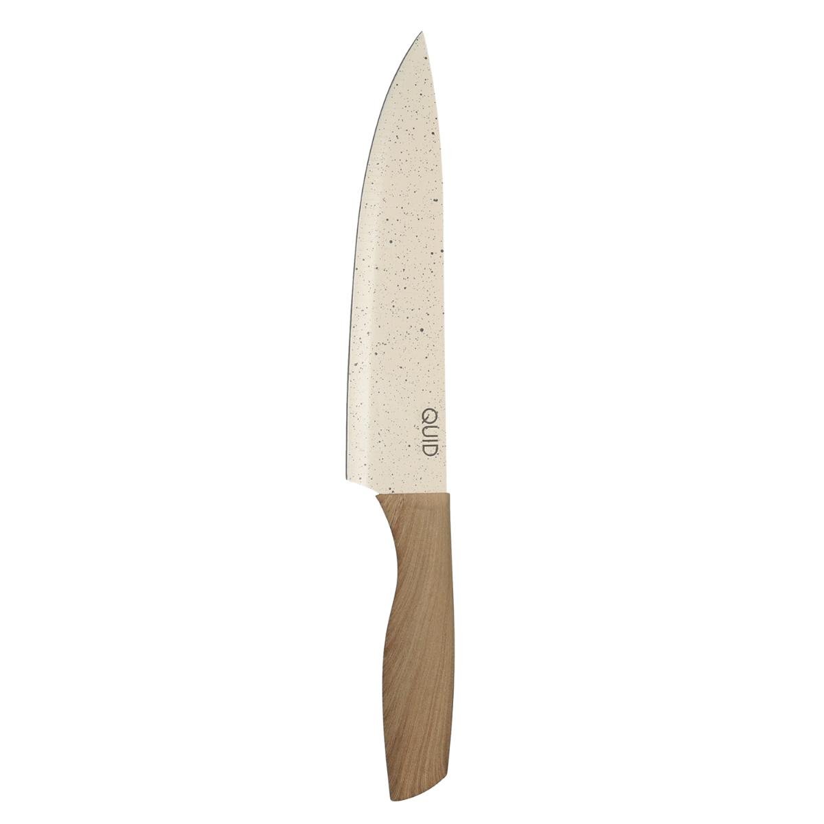 Quid Cuchillo Carnicero Cocco 20 cm de Metal con Mango Baquelita Soft Touch, Efecto Madera, Fácil de Limpiar, Apto Lavavajillas