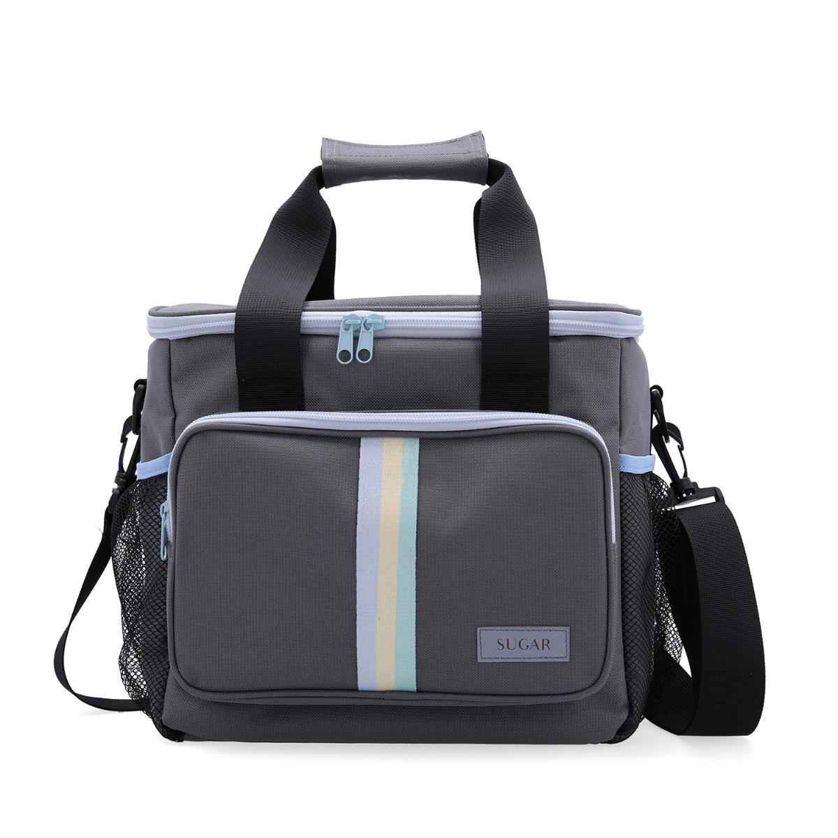 Quid Bolsa Térmica Nevera Portátil Sugar 15 L Gris 28x22x26 cm Plegable con Asa Bandolera y Cierre Cremallera