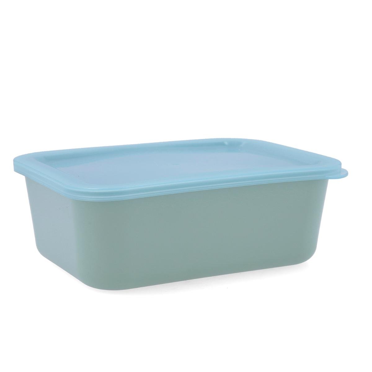 Quid Recipiente Rectangular Inspira RPET Verde con Tapa 1340 mL, 19,3x14,2x6,8 cm, Apto -20°C a 145°C, 2 Piezas