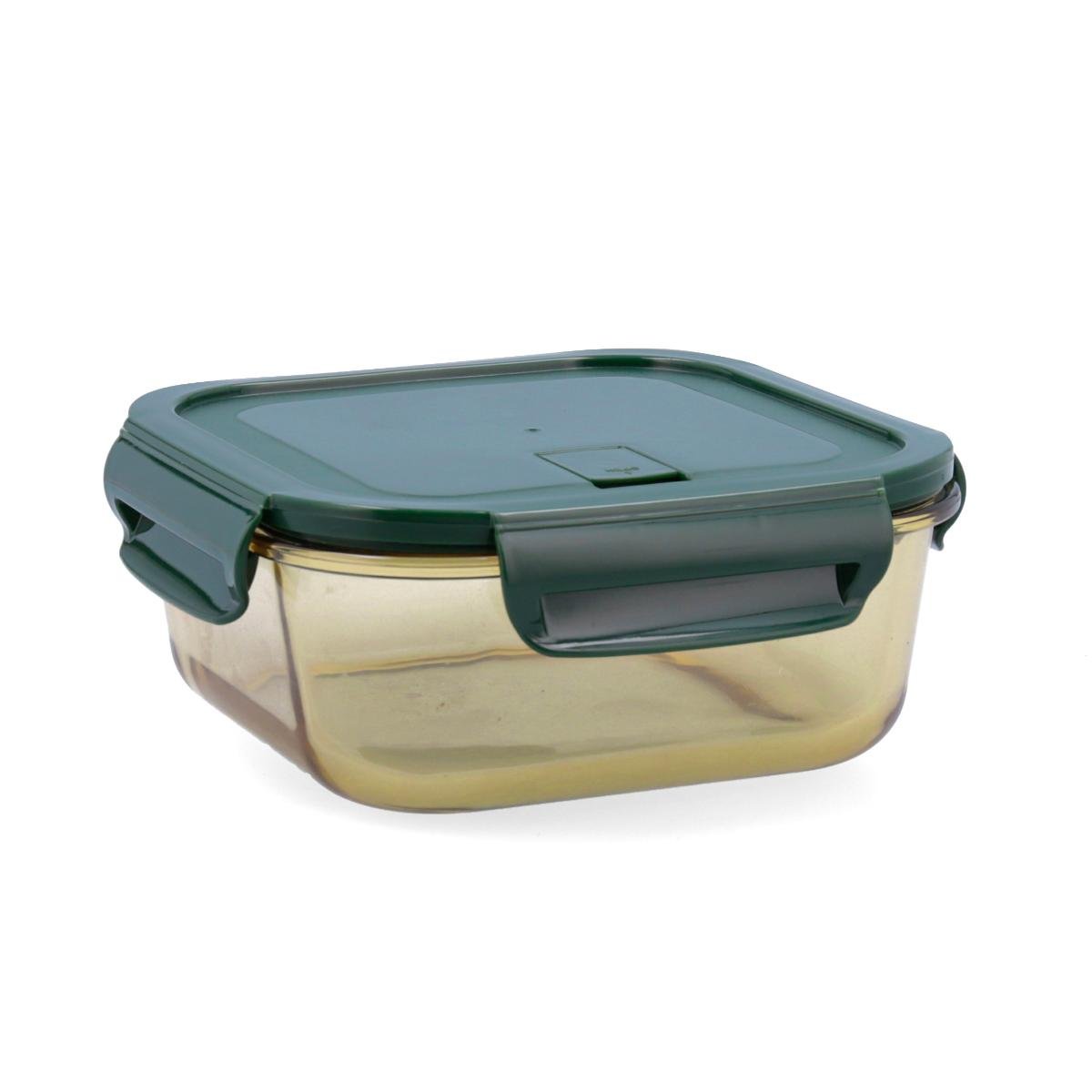 Bidasoa Recipiente Hermético Cuadrado Vidrio Infinity 110 cL - Set 2 Piezas, Tapa 4 Cierres, Horno Lavavajillas Congelador