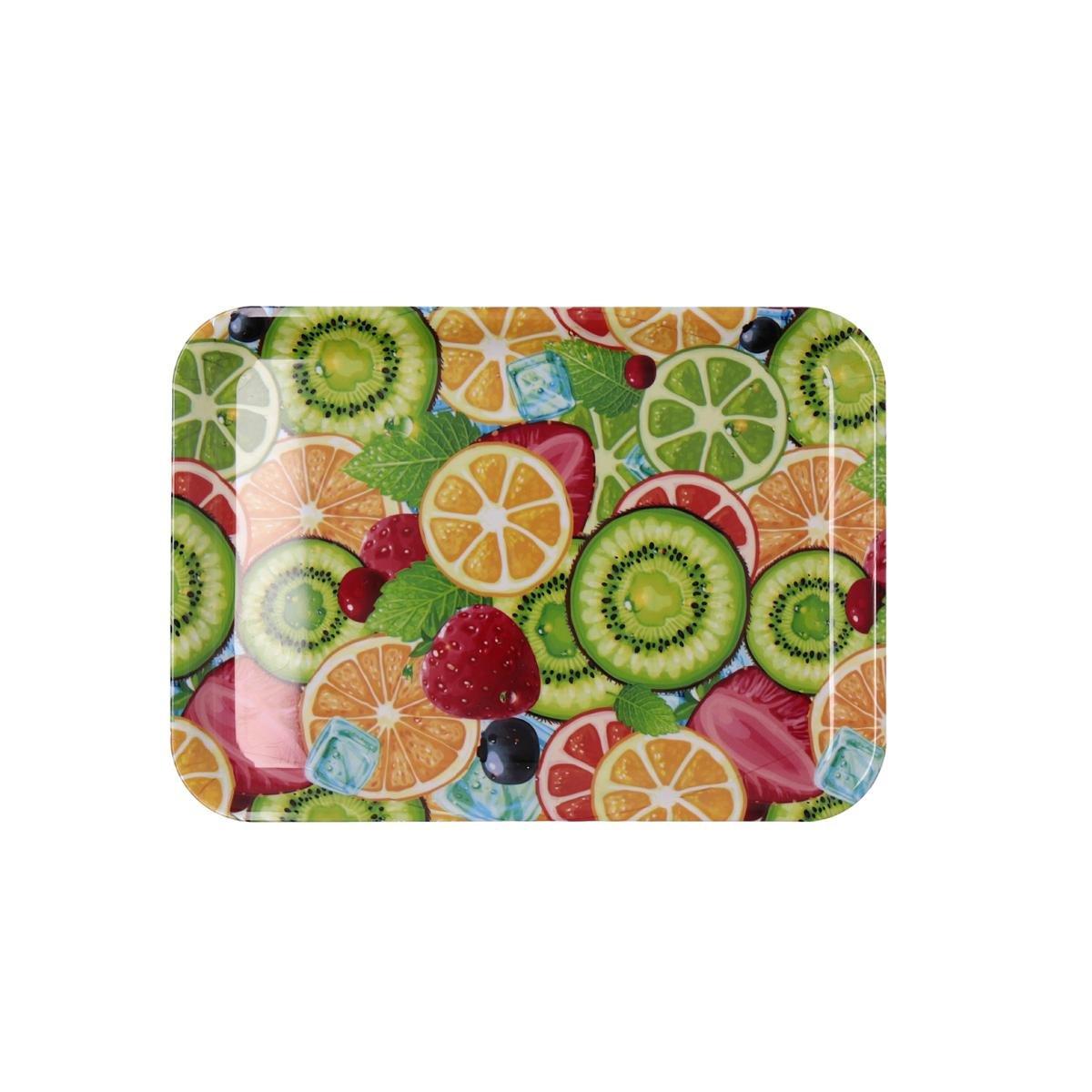 Quid Bandeja Rectangular Apilable Polipropileno Habitat Decorada Multicolor 28x20x1,5 cm Pack 12 Unidades Fácil Limpiar