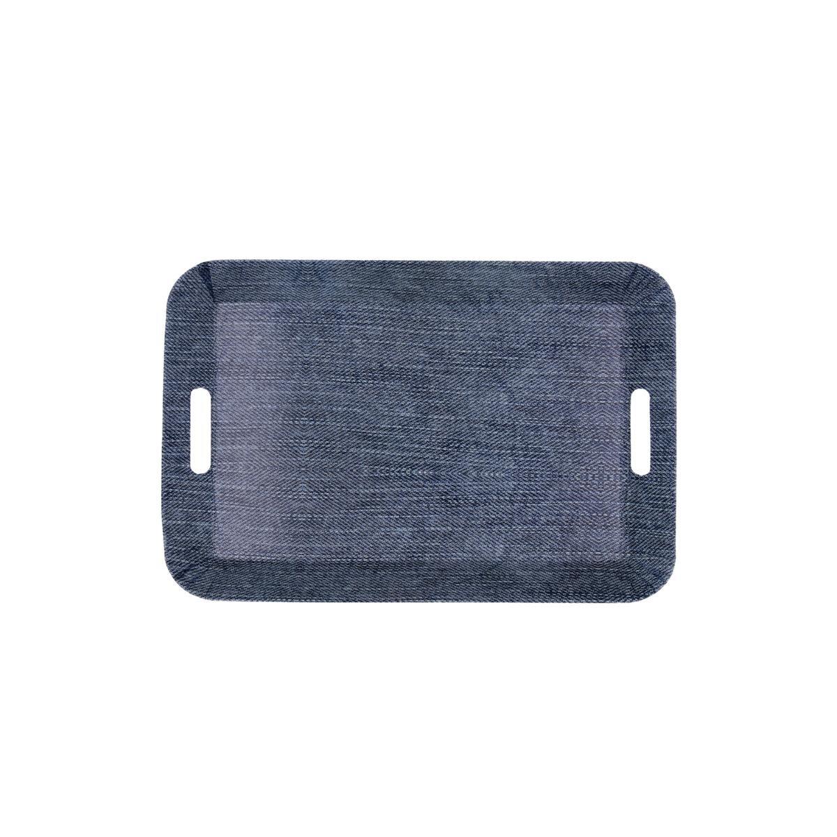 Quid Bandeja Rectangular Polipropileno Azul Habitat 33x23x4 cm Apilable Decorada Pack 12 Unidades