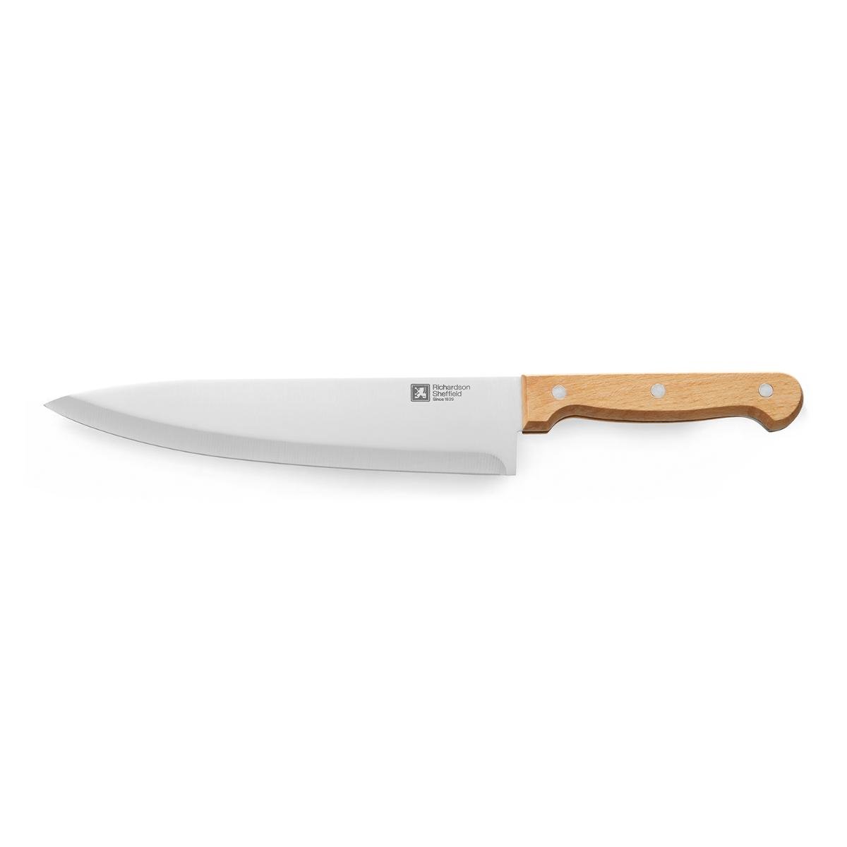 Richardson Sheffield Cuchillo Chef Artisan Madera Acero Inoxidable Alta Calidad Hoja Espiga Completa Mango Ergonómico 20 cm Apto Lavavajillas