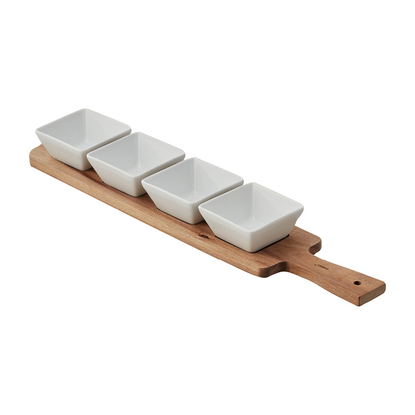 Bandejas de servicio con cuencos Serena 5 piezas Acacia
