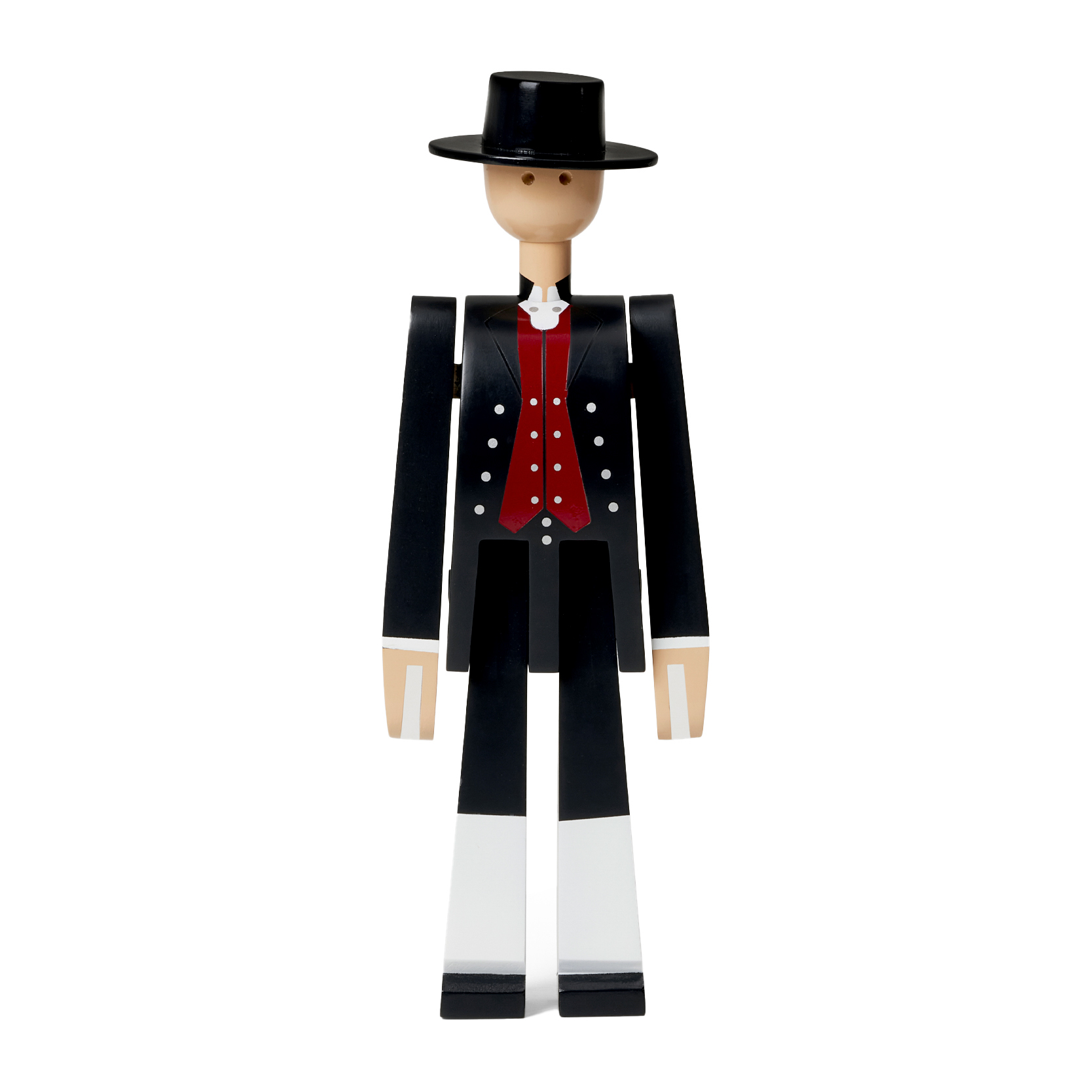 Kay Bojesen hombre en traje típico noruego negro-rojo-blanco