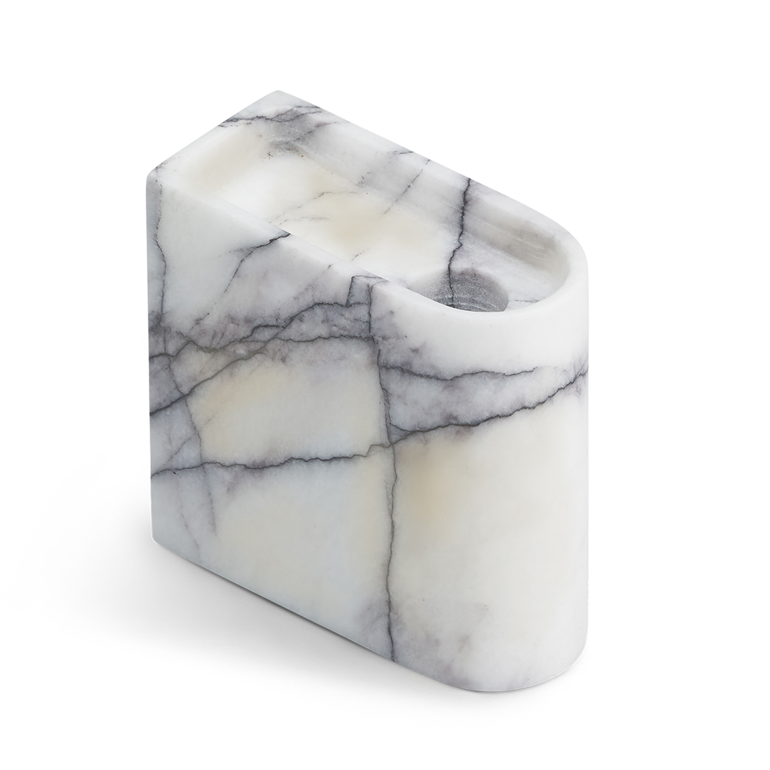Portavelas Monolith low Mixed white marble