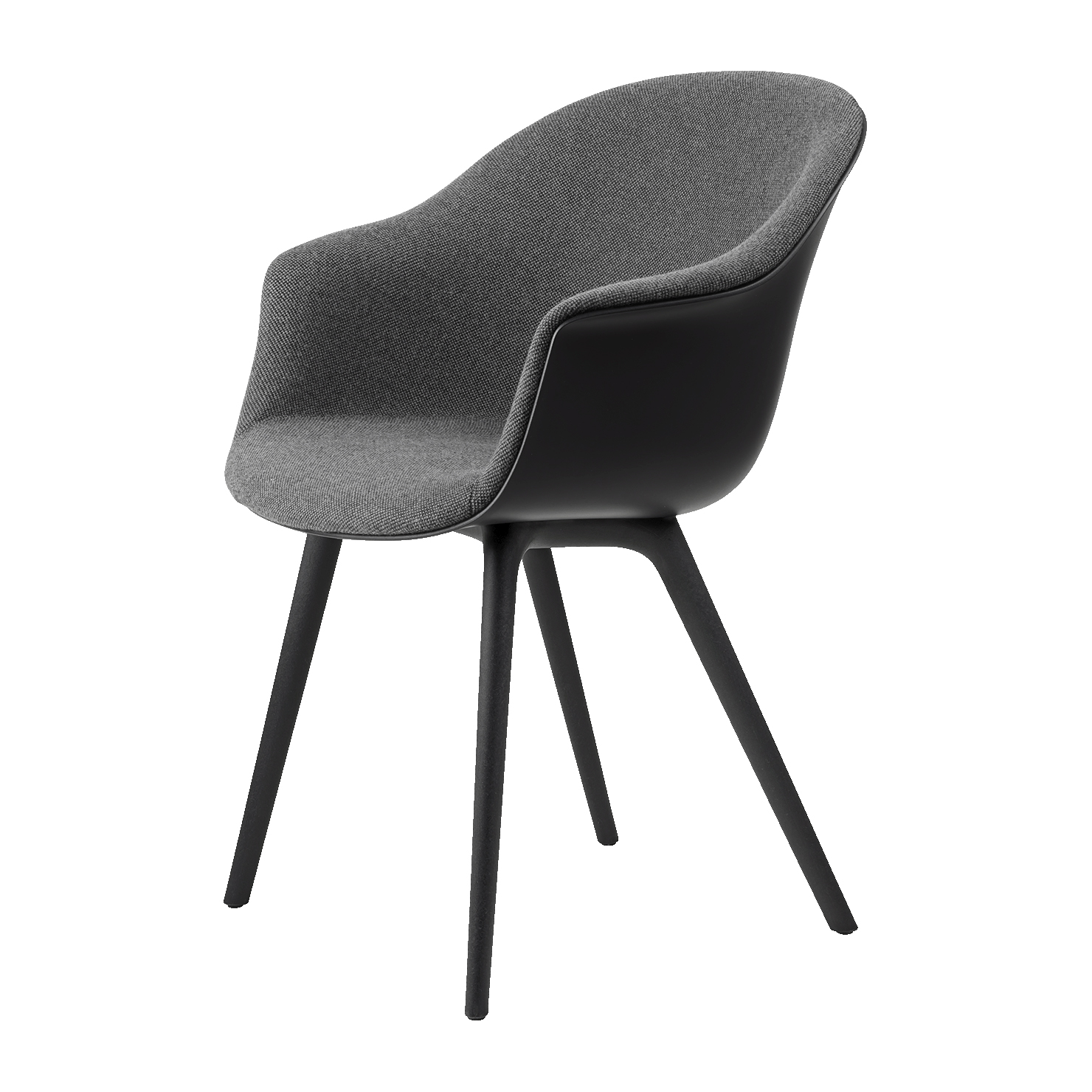 Silla Bat Dining Chair front upholstered plastic base Hallingdal 65 nr.173-black