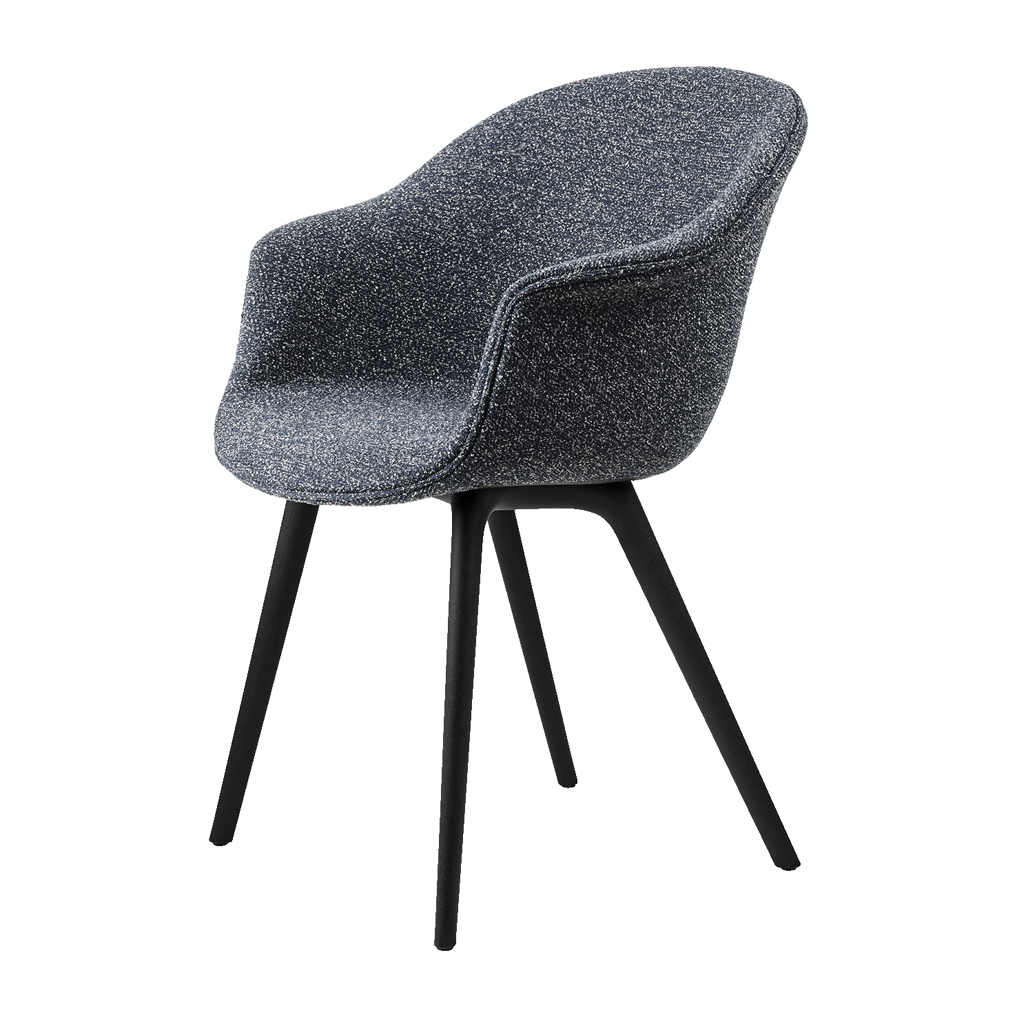 Silla Bat Dining Chair fully upholstered plastic base Around bouclé 023-black