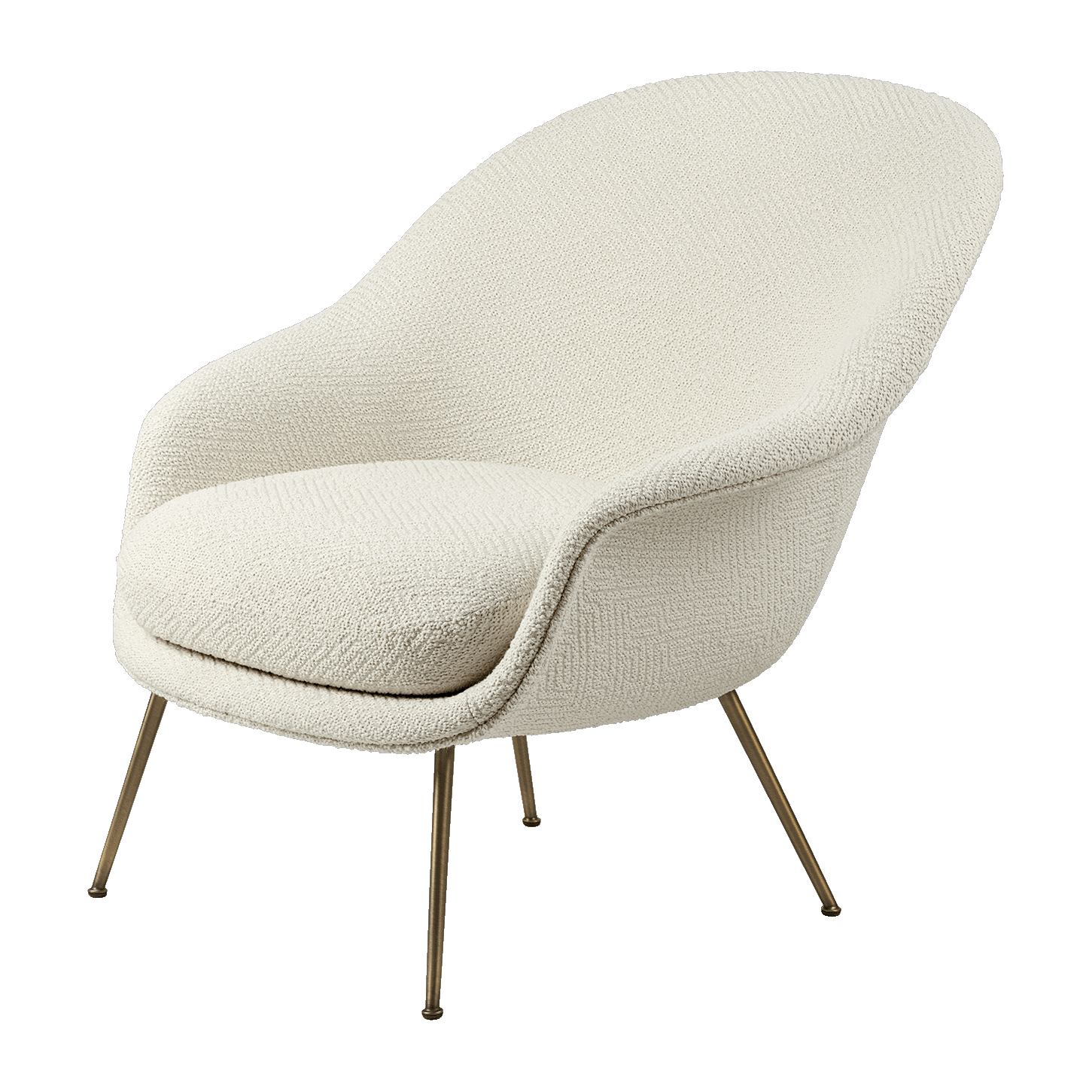 Silla Bat Lounge Chair low back conic base Dora boucle 0001-antique brass