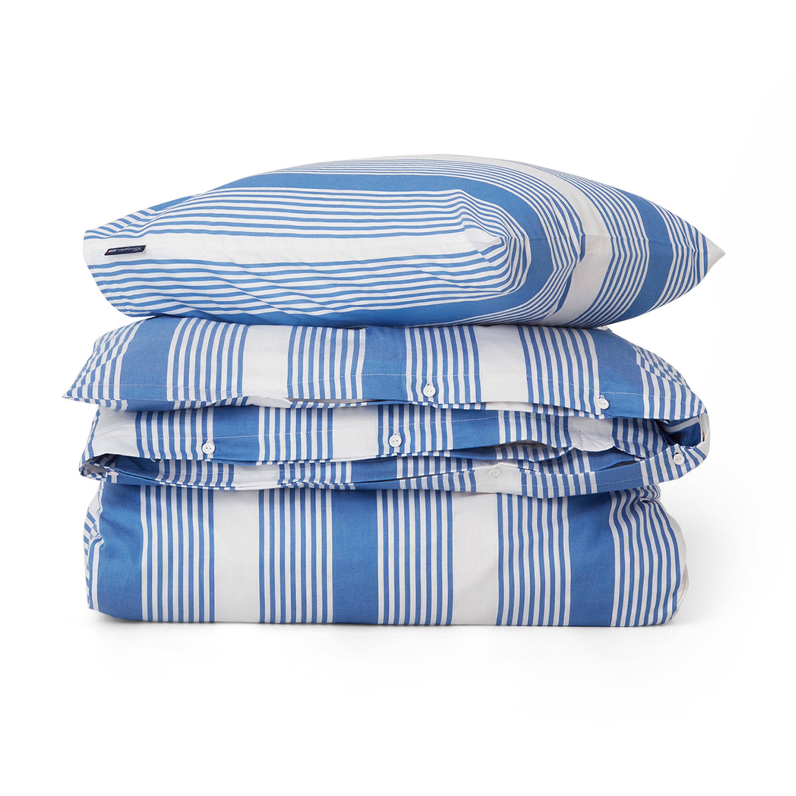 Juego de funda nórdica Striped Cotton Sateen 150x210 cm Azul-blanco