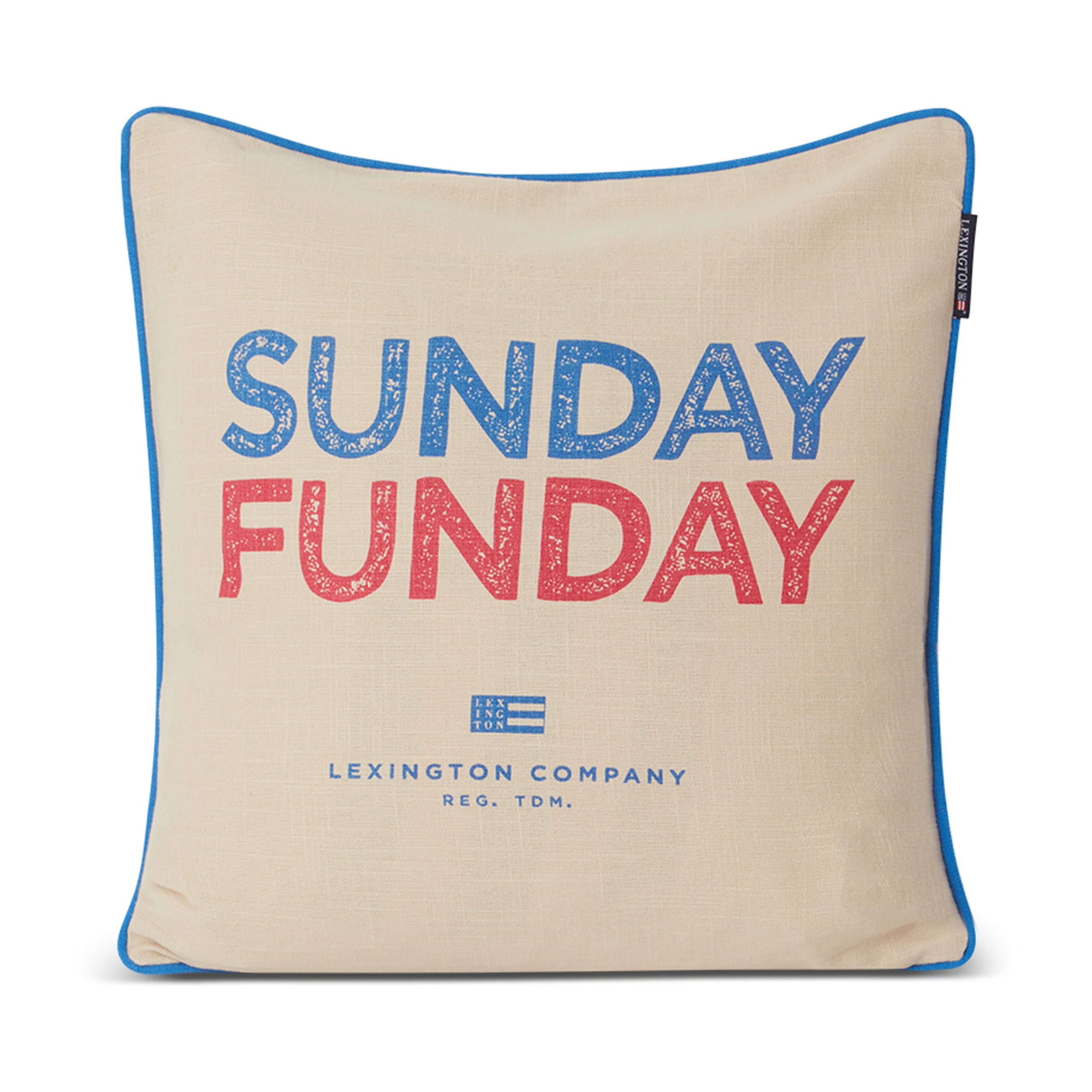 Funda de cojín Sunday Funday Printed 50x50 cm Beige-azul-rosa