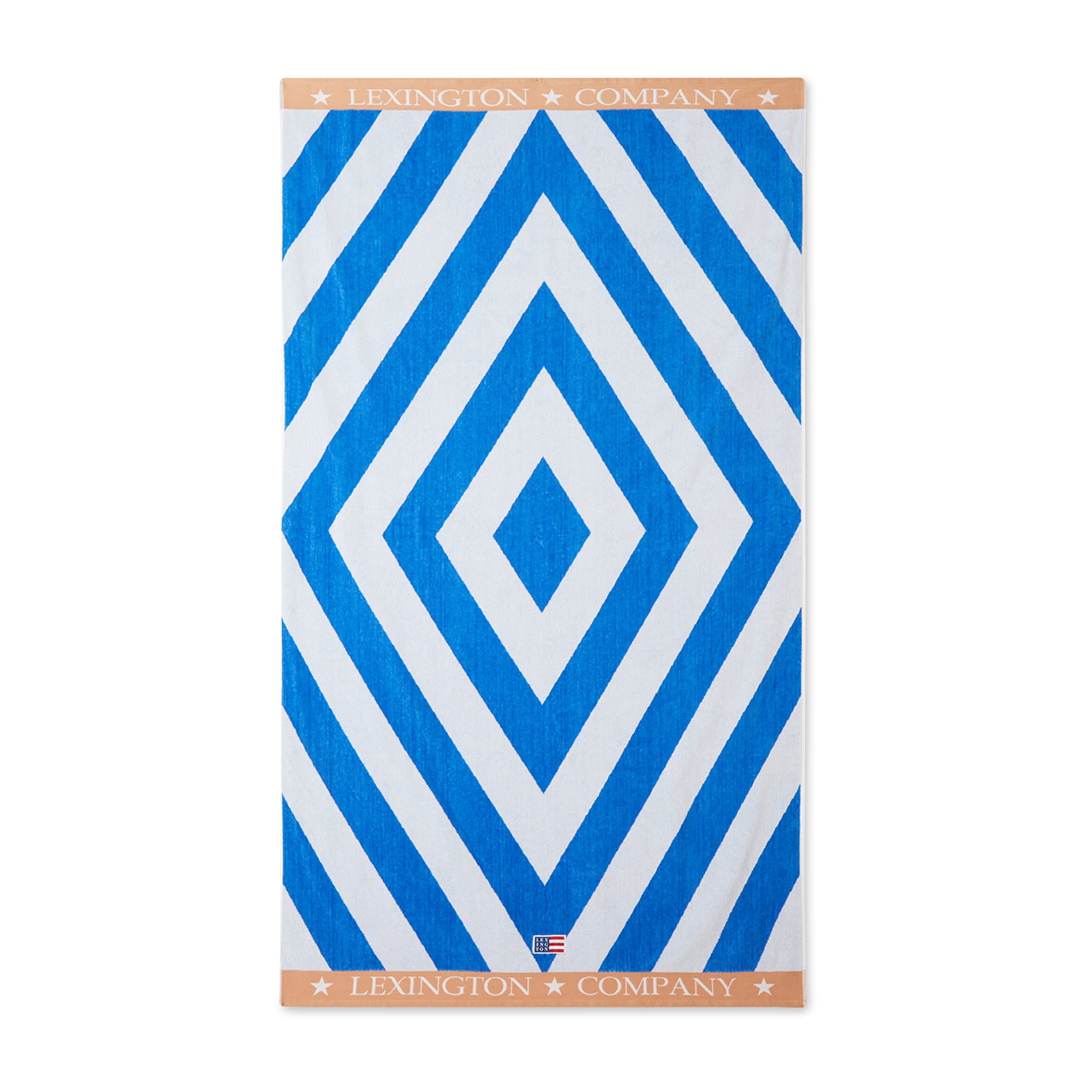Toalla de playa Graphic Cotton Velour 100x180 cm Azul-blanco-beige