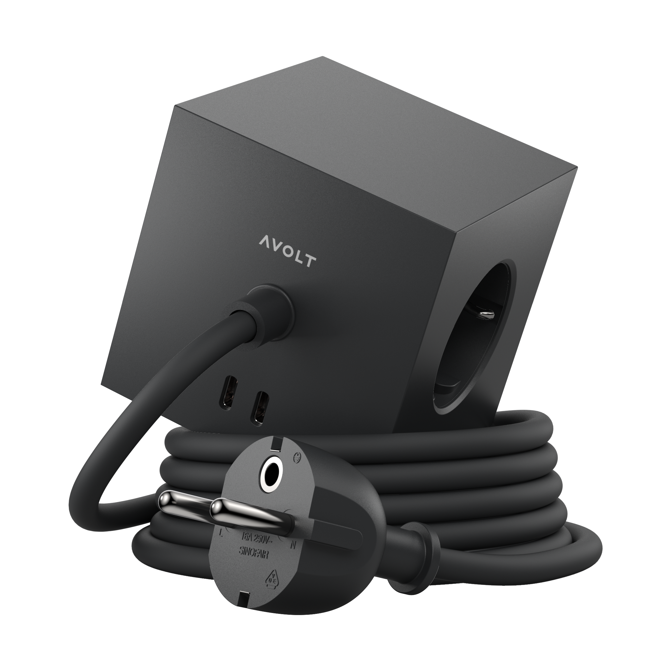 Regleta eléctrica Square 1, toma de corriente y USB-C 30W 1,8 m Stockholm black