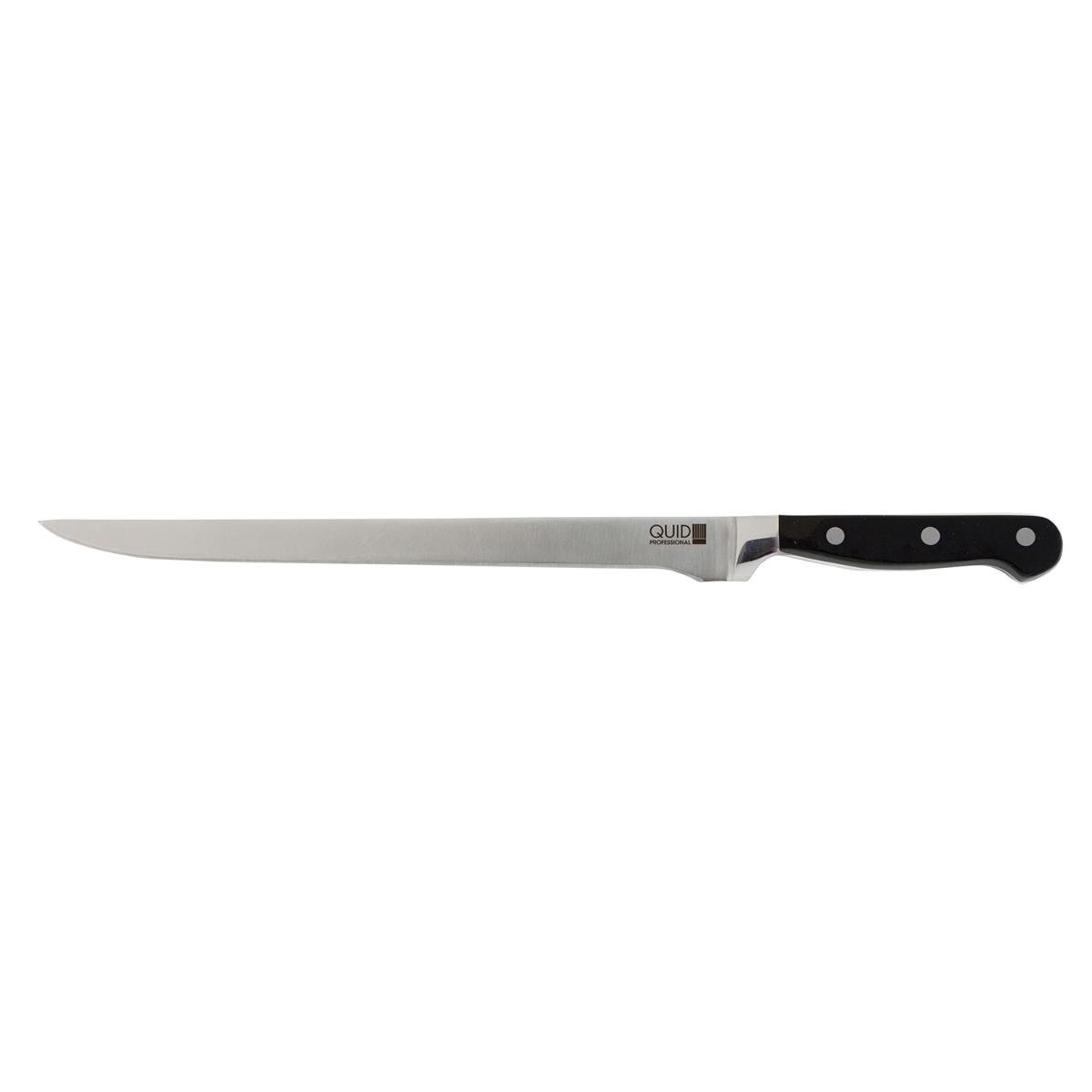 Quid Professional Inox Chef Black Cuchillo Jamón Acero Inoxidable 28 cm Negro con Mango Ergonómico y Apto para Lavavajillas