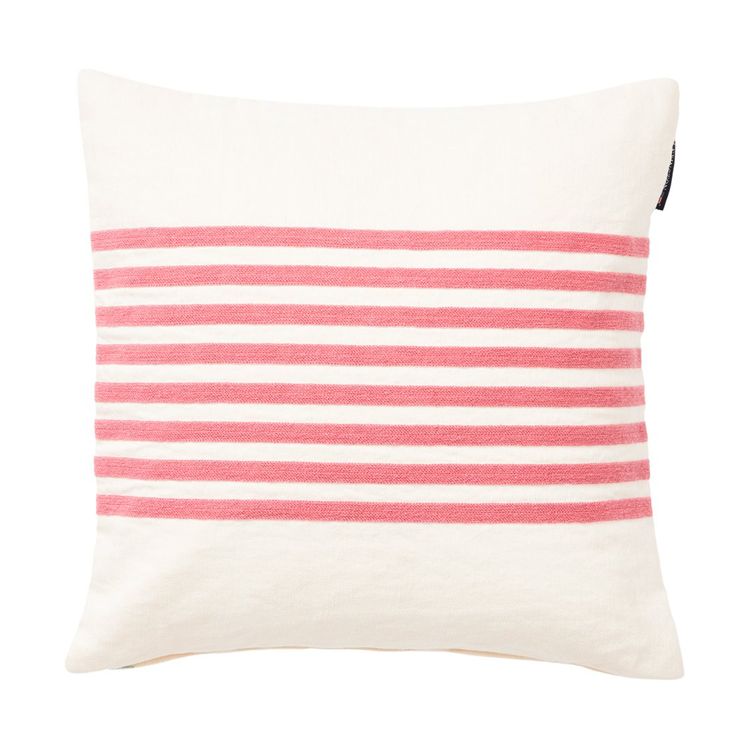 Funda de cojín Emboidery Striped Linen/Cotton 50x50 cm Off White-red