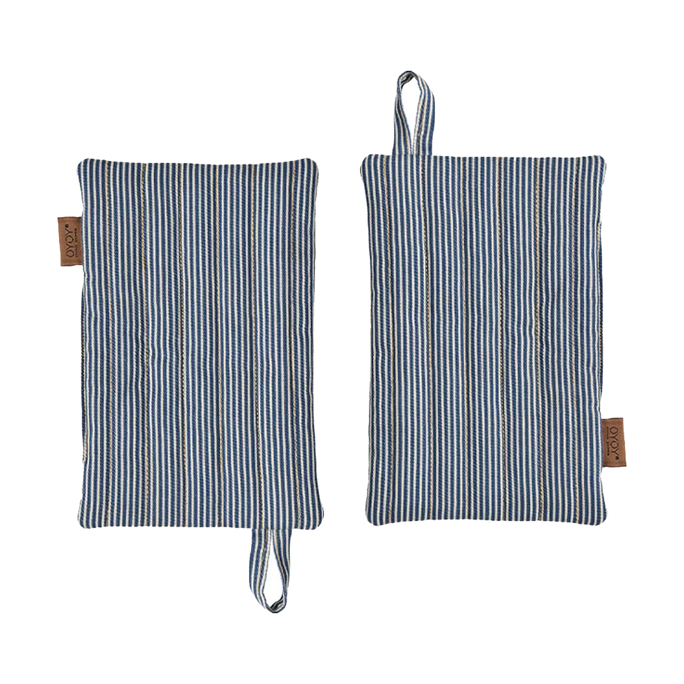 2 Agarradores de cocina Striped denim Blue