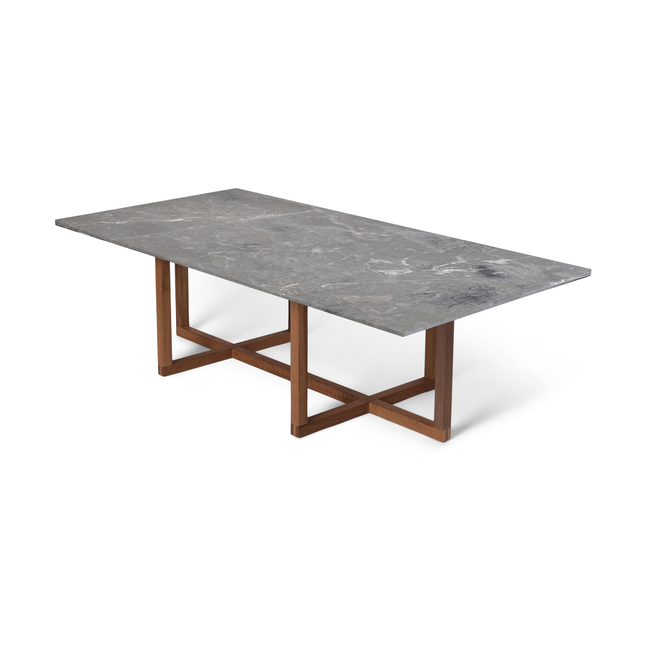 Mesa de centro Big Ninety 70x140 cm, base de roble ahumado Mármol gris