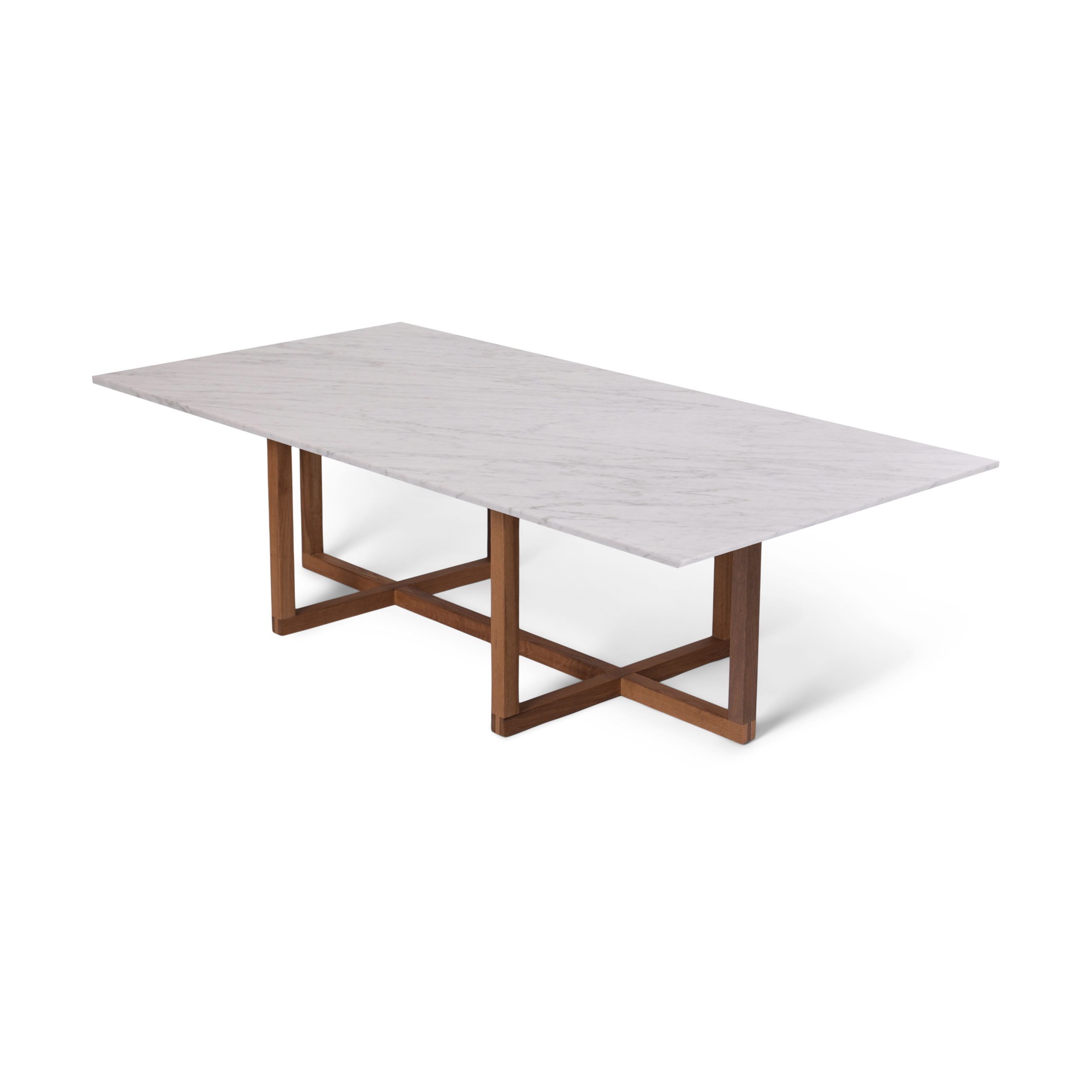 Mesa de centro Ninety 60x120 cm, base de roble ahumado Mármol blanco