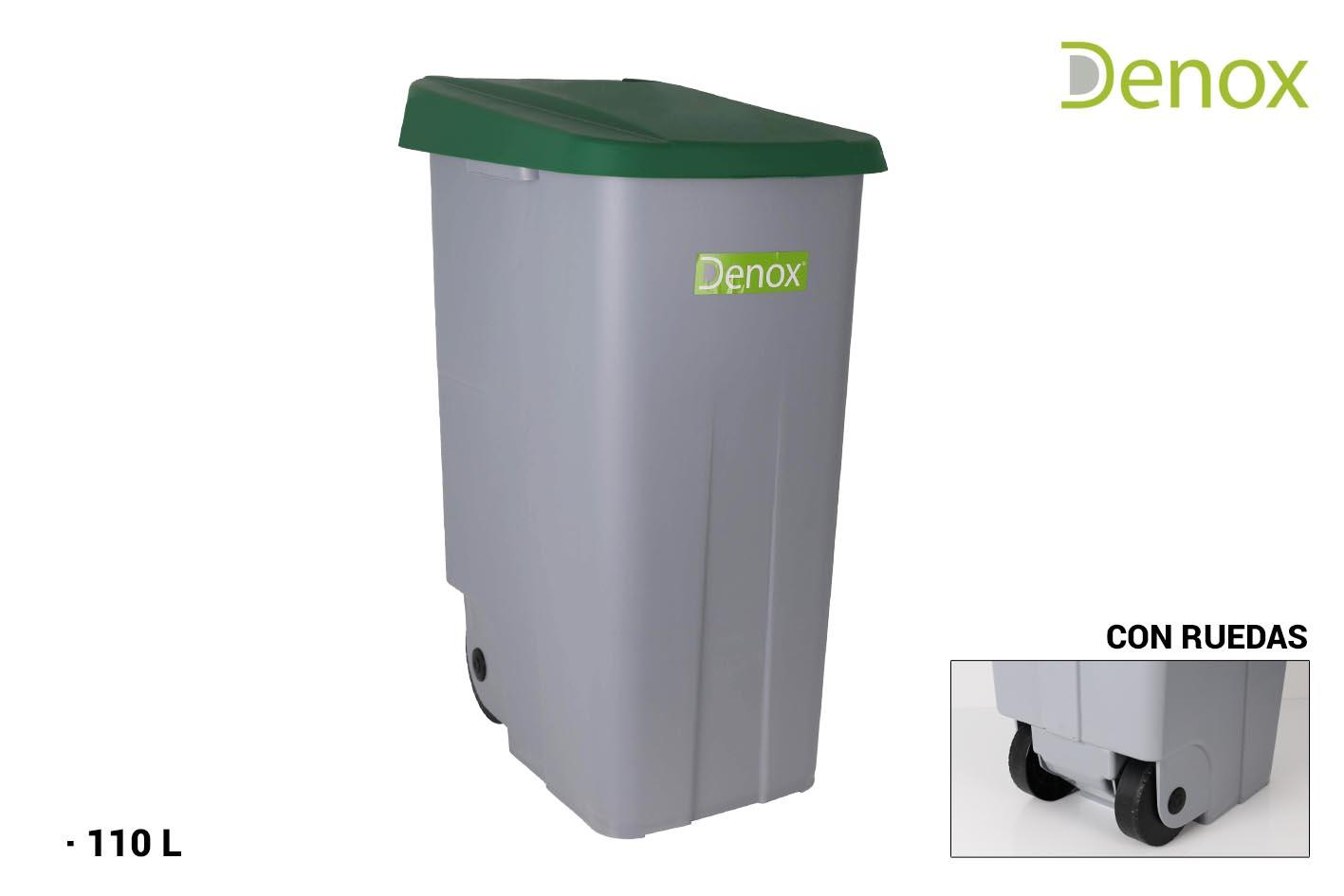 Denox Cubo Basura Reciclaje 110L Cerrado Verde (2 Unidades)