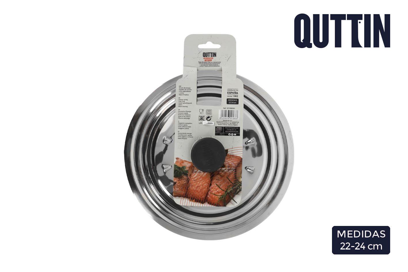 Quttin Tapa de Acero Inoxidable para Cacerolas de 22 a 24 cm de diámetro (12 Unidades)