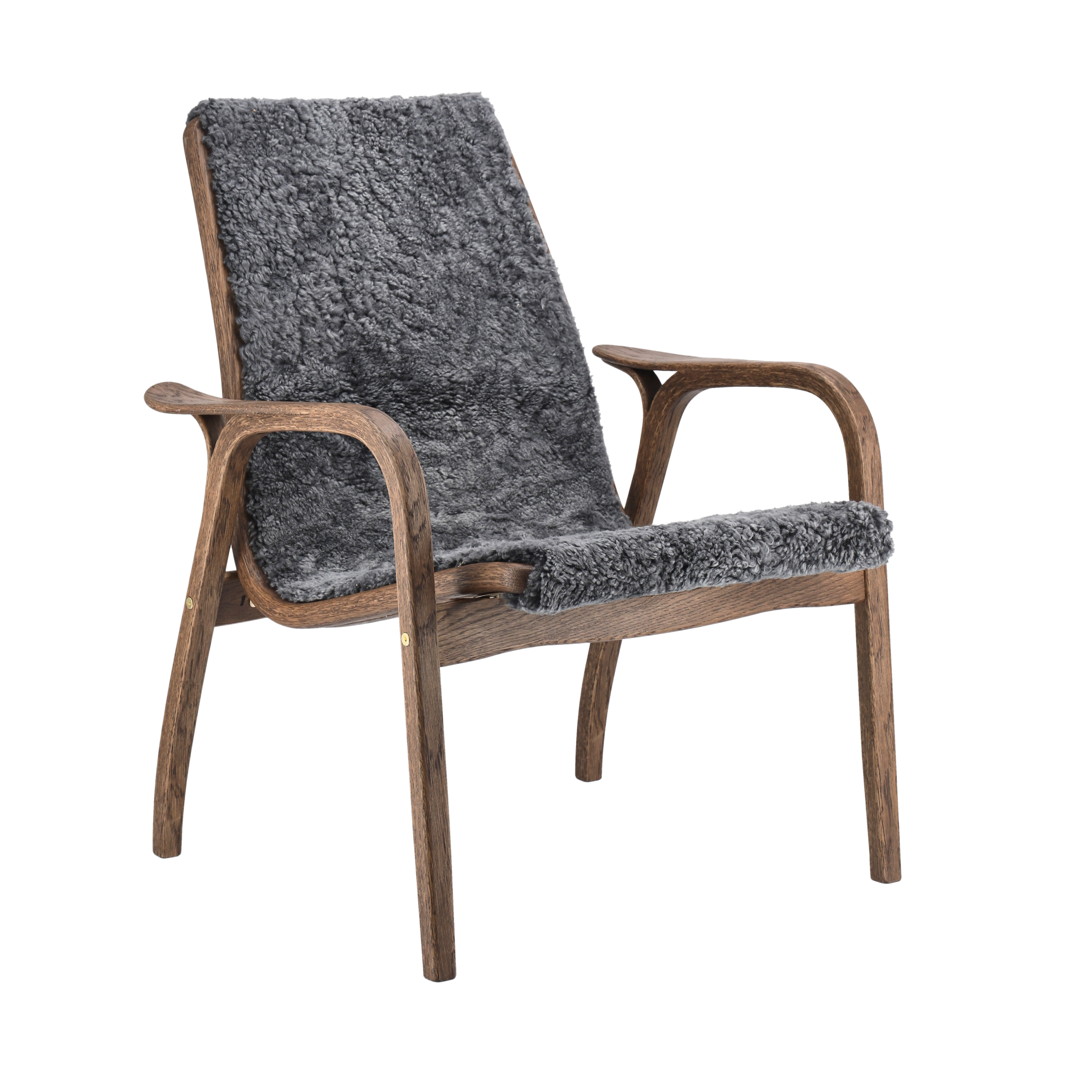 Sillón Laminett roble/piel de oveja Special Edition Rubio Monocoat Chocolate-Charcoal