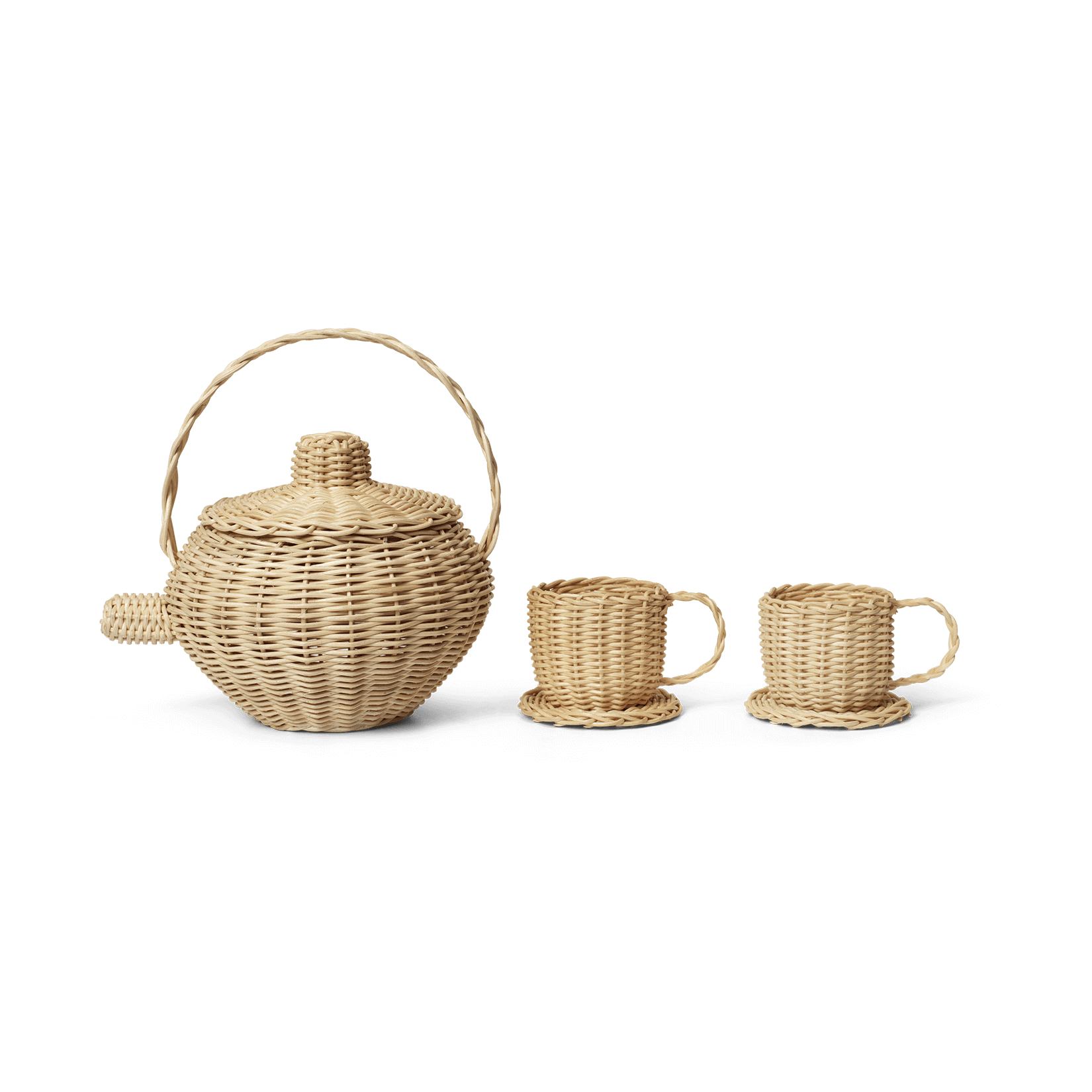 Vajilla de té Rattan 3 piezas Natural