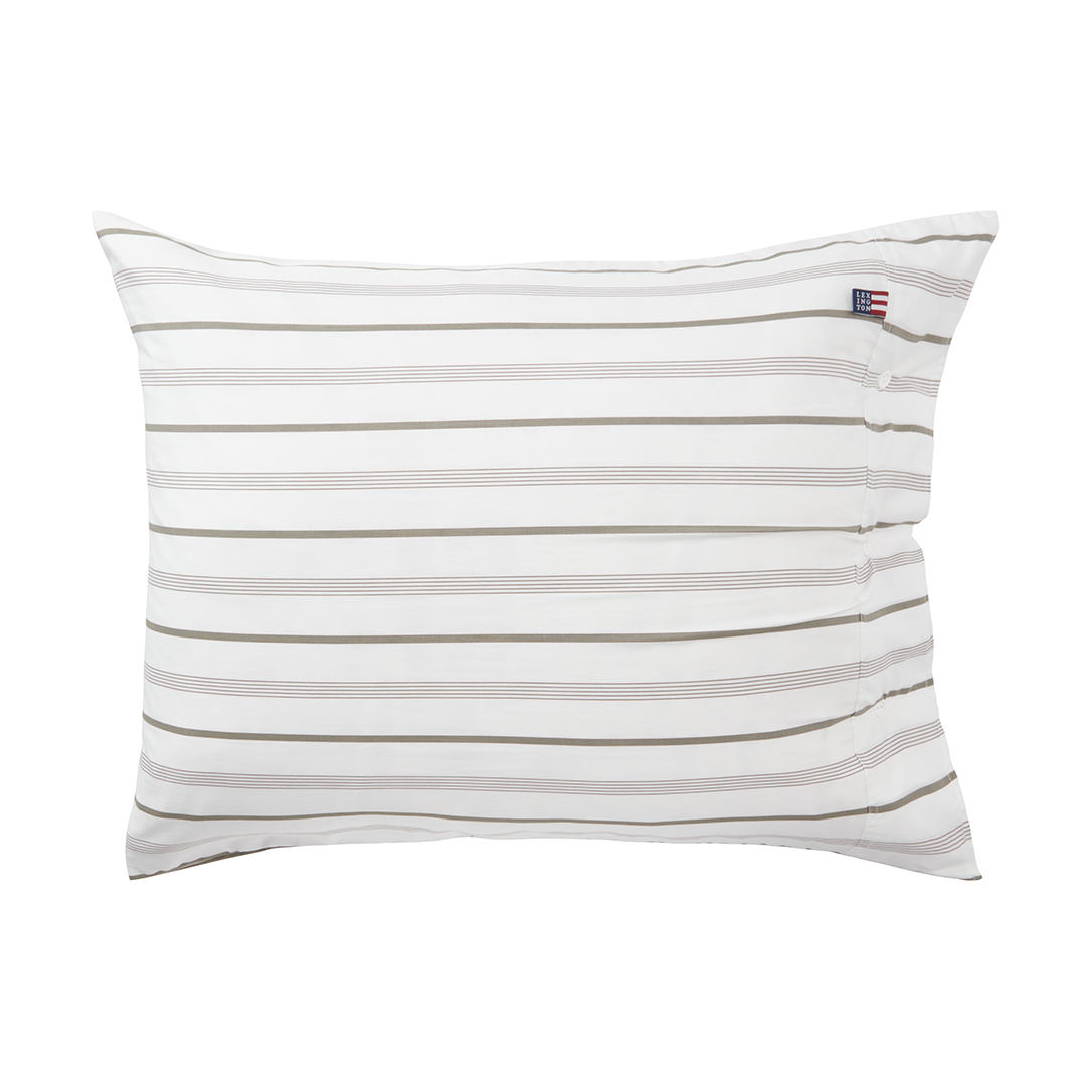 Funda de almohada Striped Cotton Poplin 50x60 cm White