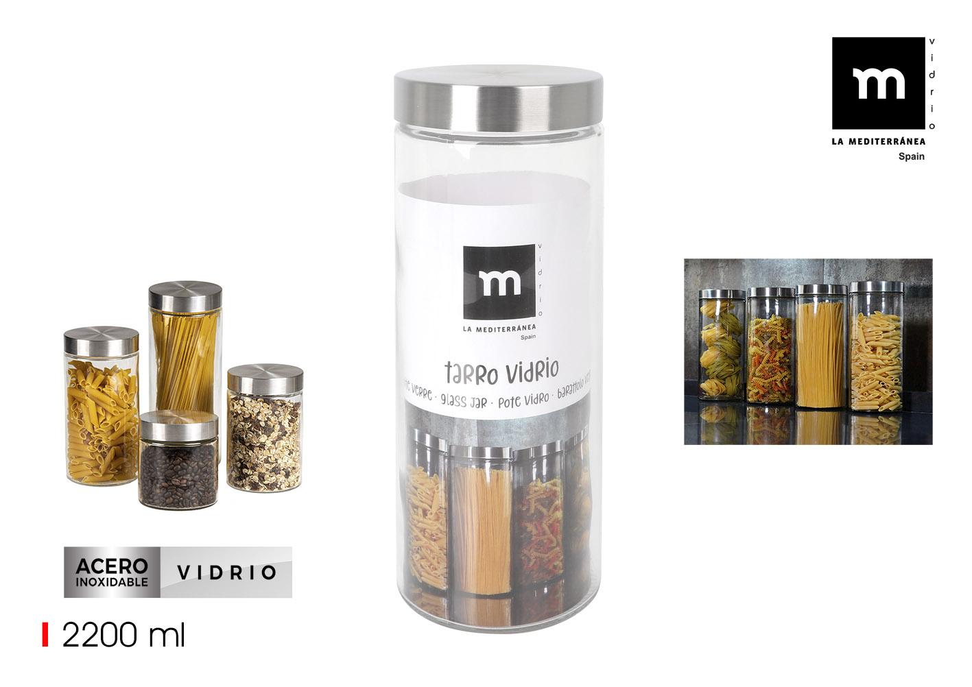 Anna Tarro de Vidrio con Tapa de Acero 2.20 Litros (12 Unidades)