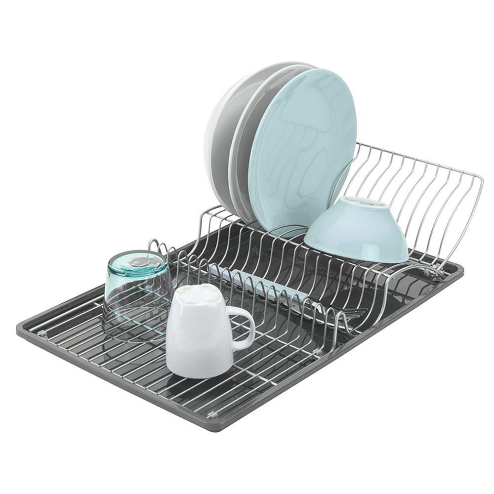 Metaltex Escurreplatos con ala abatible Wing-Tex 50x31x11cm, gran capacidad de carga, recubrimiento polytherm metallic