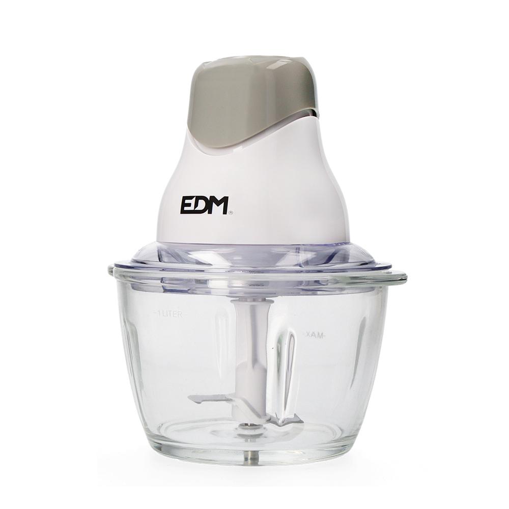 Edm Picadora Clásica 320W con Recipiente de Cristal 1L, Acero Inoxidable