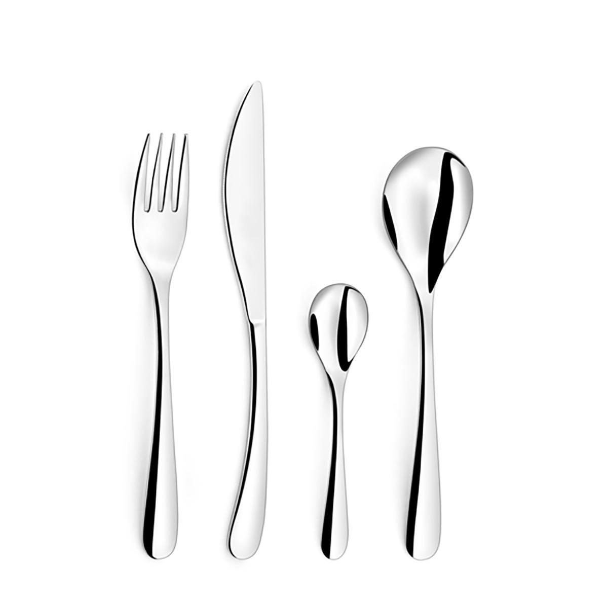 Amefa 27 cm-1,5-1,2 mm Set de 24 Cubiertos Nymphea de Acero Inoxidable Acabado Brillo - Apto Lavavajillas y Fácil Limpieza