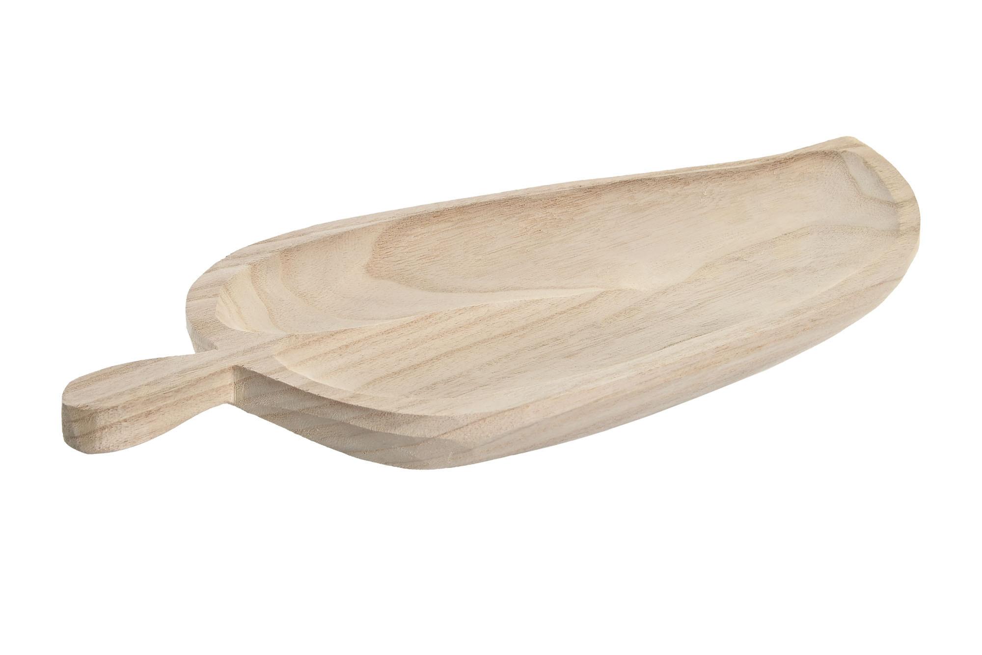 DKD Home Decor Centro Mesa Tropical Marron Paulownia Diseño Hoja 23 x 3 x 49 cm (2 Unidades)