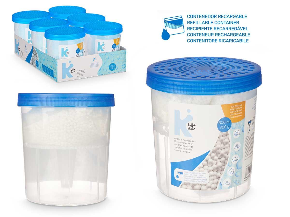 Arte Regal Absorbe Humedad Redondo, 12x14x12 cm, Azul/Transparente, Plástico (12 Unidades)