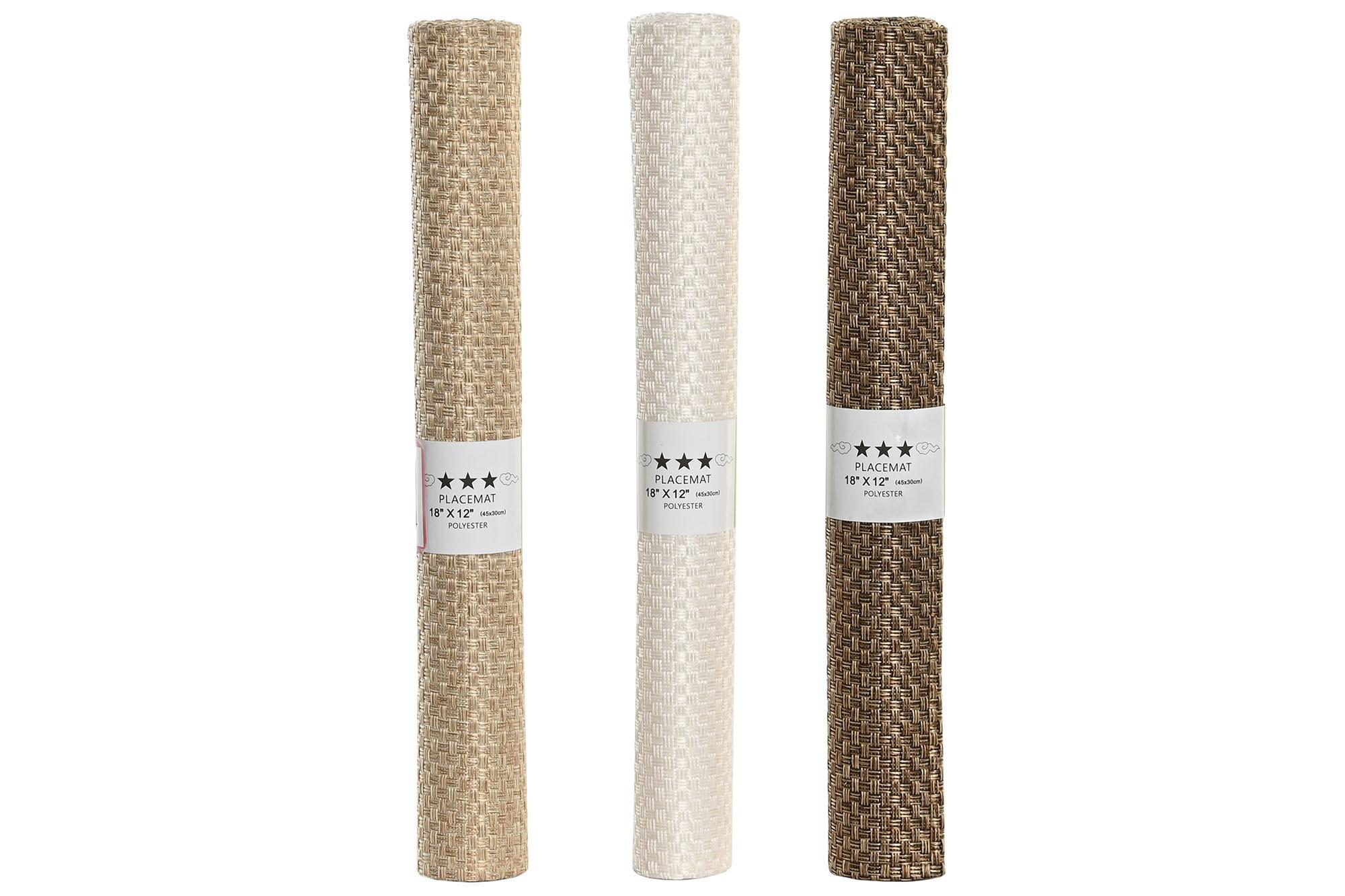 DKD Home Decor Individuales Básicos de Poliéster Colores Surtidos Beige, Camel, Blanco 45 x 30 x 0.1 cm (24 Unidades)