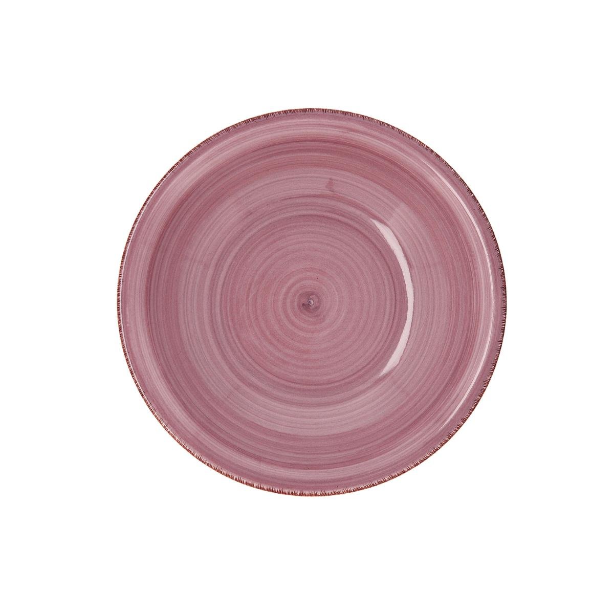 Quid Plato Hondo Cerámico Vita Peoni Rosa 21,5 cm, 1 Pieza, Brillo, Pintado a Mano, Apilable, Apto Microondas, Lavavajillas y Congelador