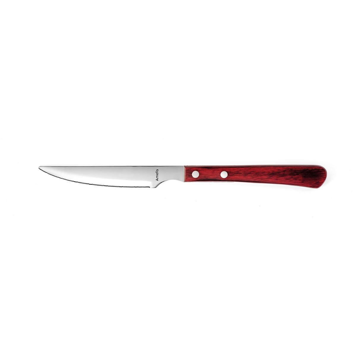 Amefa Cuchillo Chuletero Brasero de Acero Inoxidable y Madera 24 cm Apto Lavavajillas